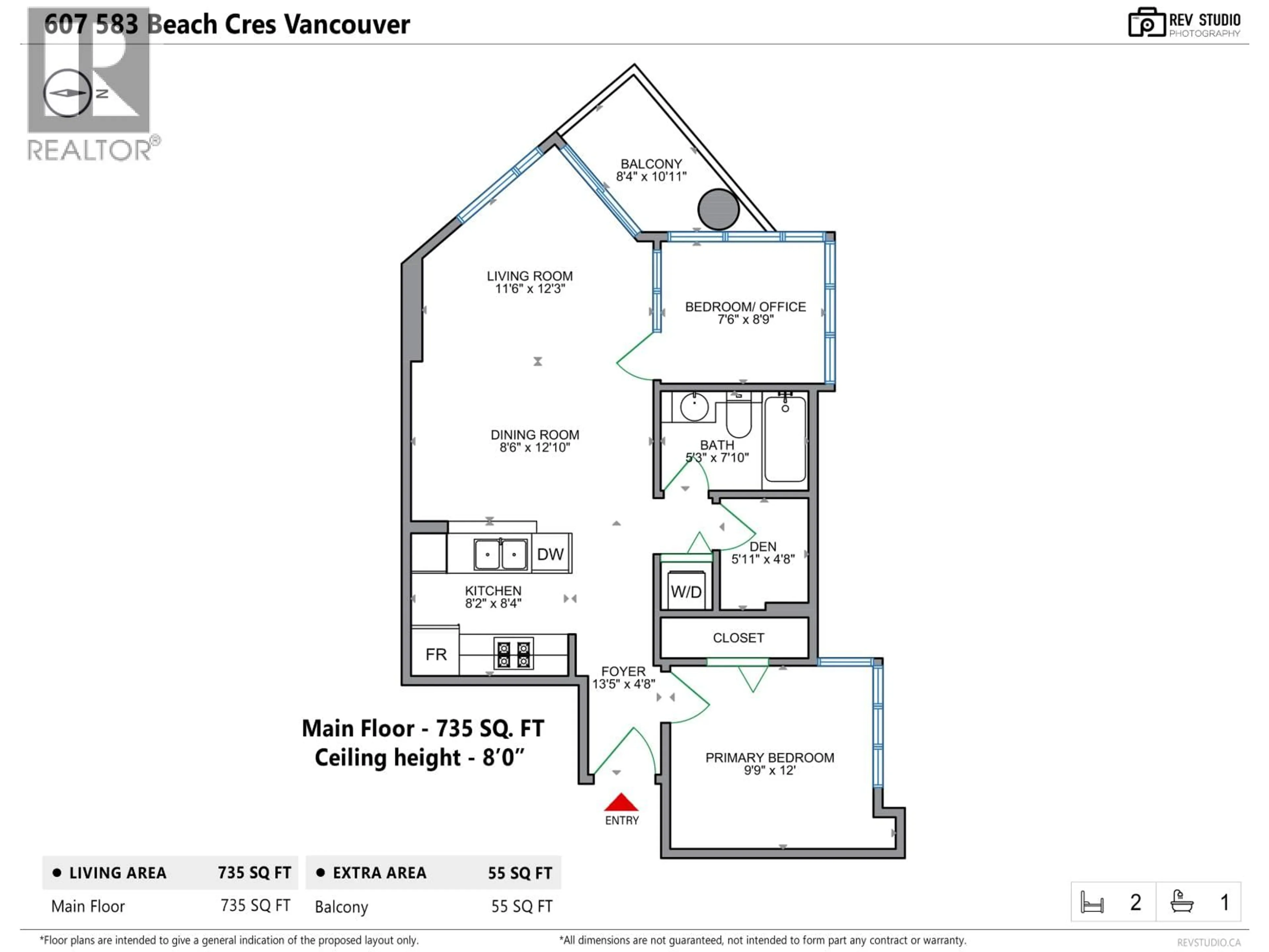 Floor plan for 607 - 583 BEACH CRESCENT, Vancouver British Columbia V6Z3E6