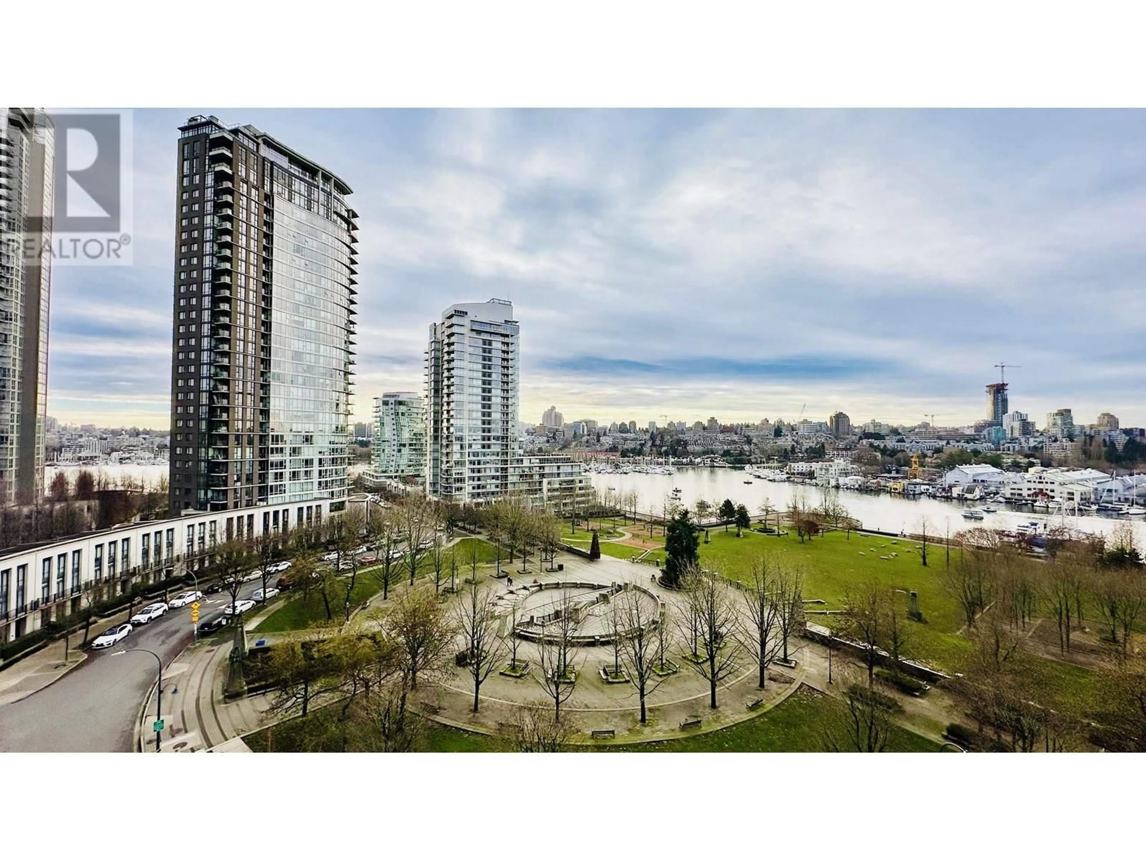A pic from outside/outdoor area/front of a property/back of a property/a pic from drone, water/lake/river/ocean view for 607 - 583 BEACH CRESCENT, Vancouver British Columbia V6Z3E6