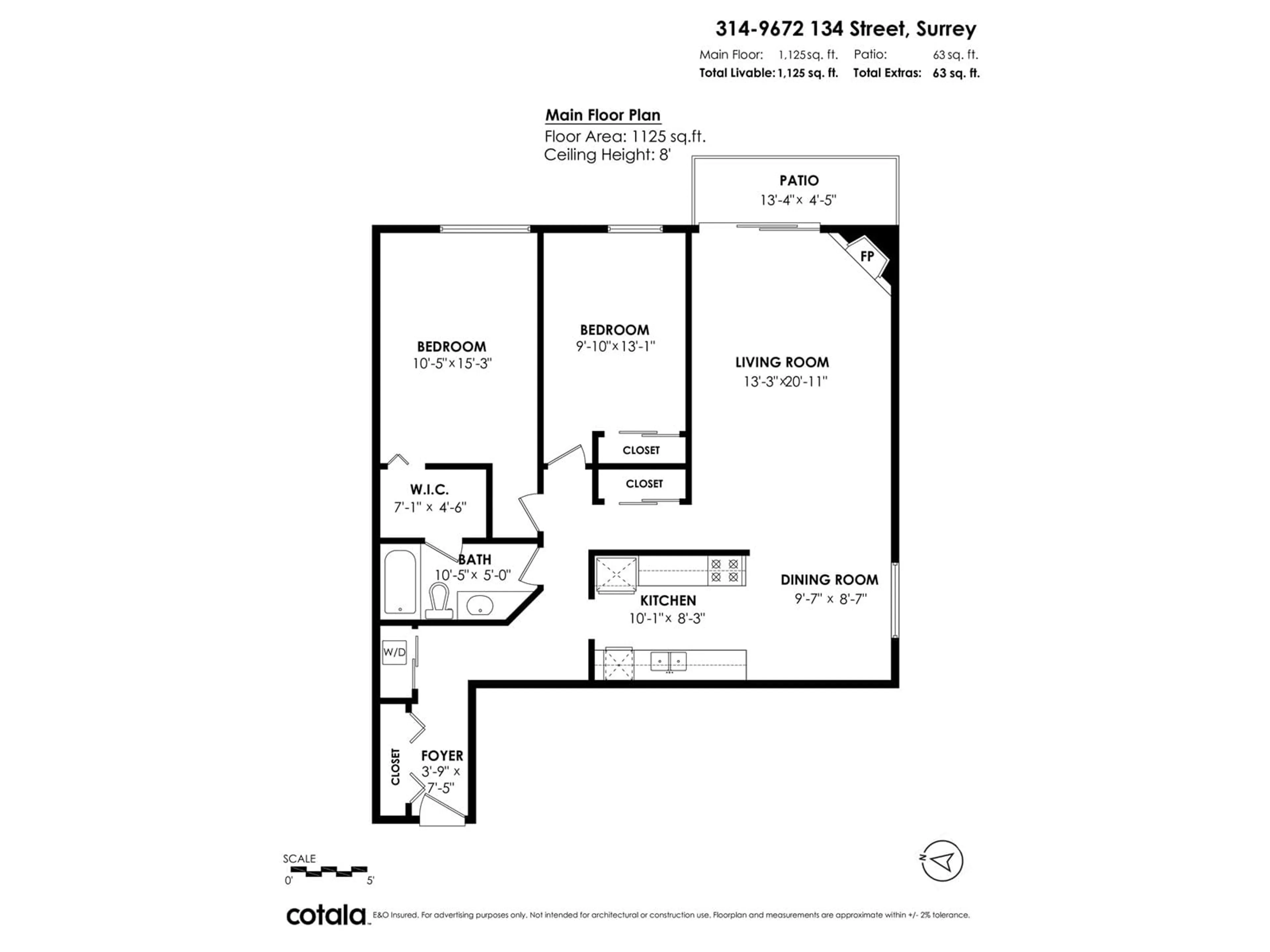 Floor plan for 314 - 9672 134, Surrey British Columbia V3T5L5
