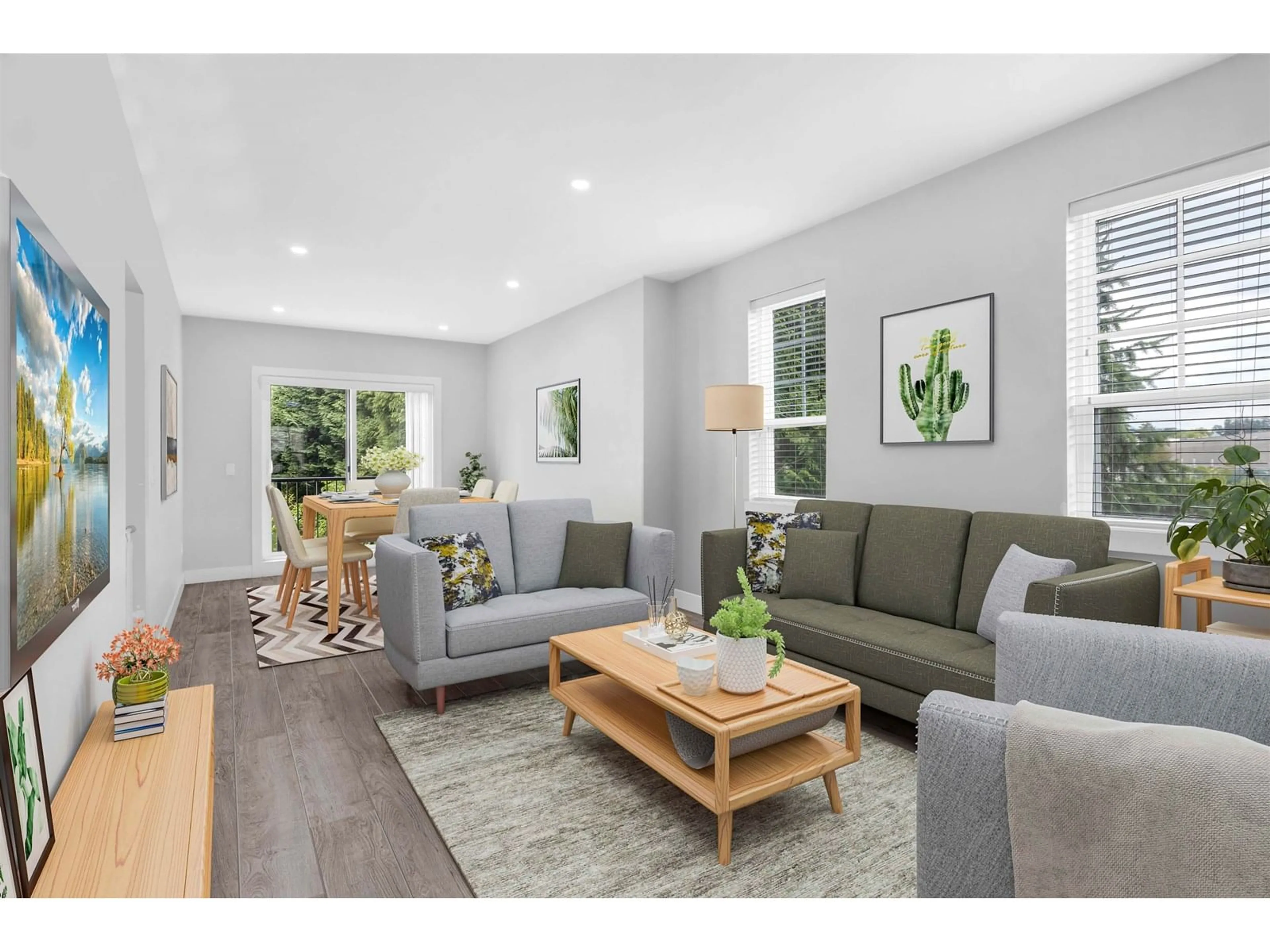 Living room with furniture, wood/laminate floor for 19 - 2530 JANZEN, Abbotsford British Columbia V2T0H7