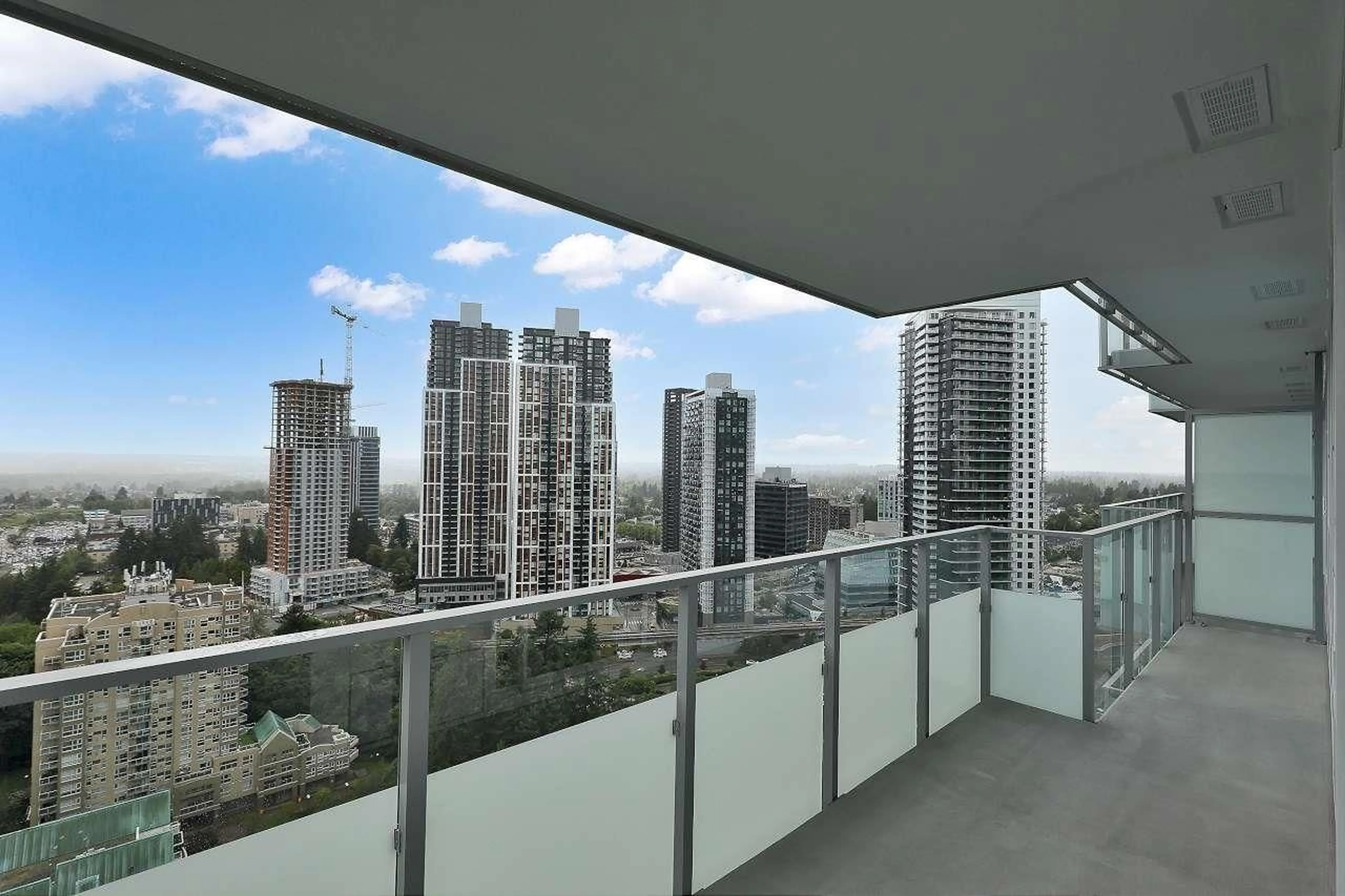 Balcony in the apartment, city buildings view from balcony for 2605 - 13768 100, Surrey British Columbia V3T0V2