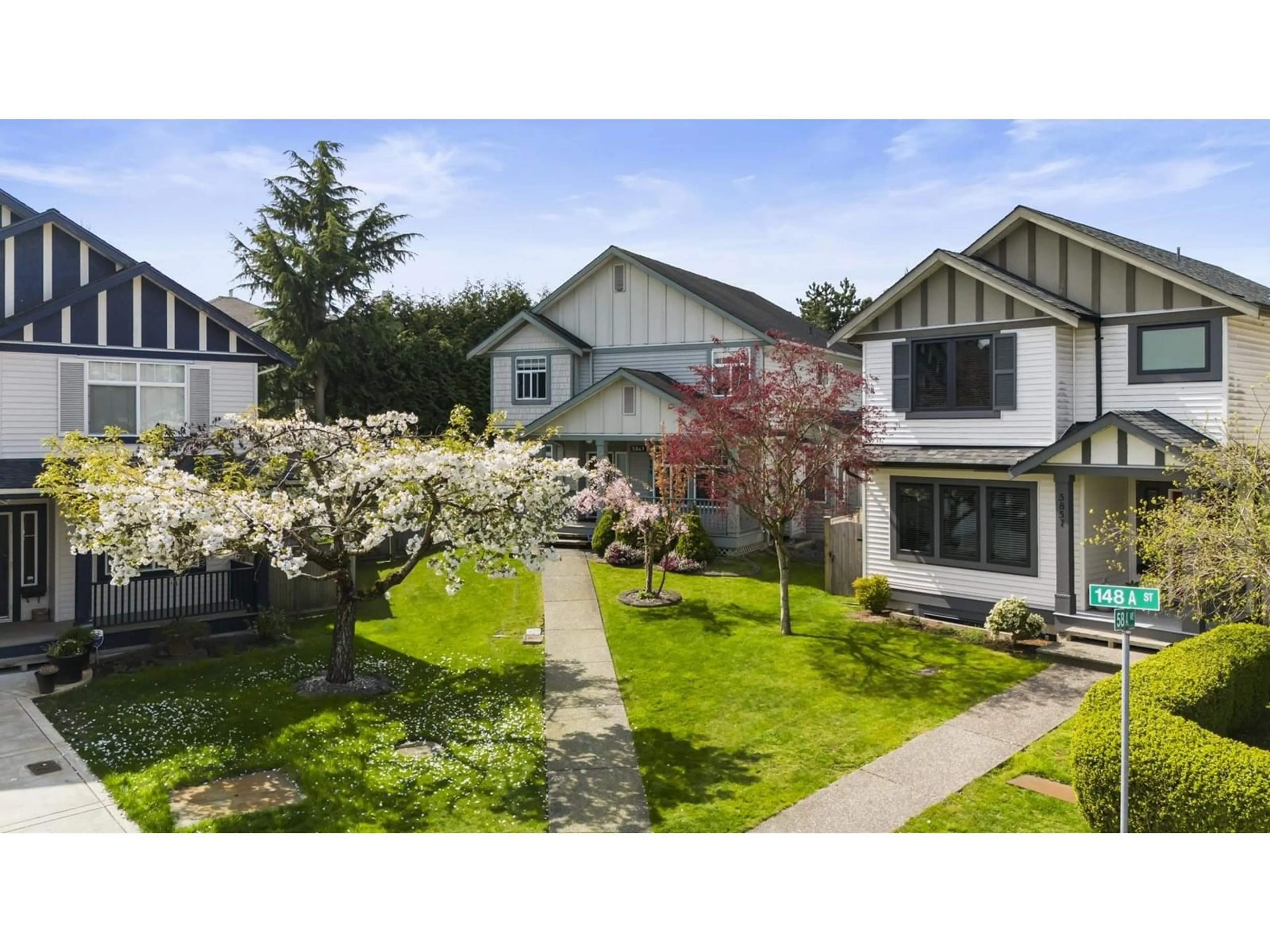 A pic from outside/outdoor area/front of a property/back of a property/a pic from drone, street for 5849 148A, Surrey British Columbia V3S0R4