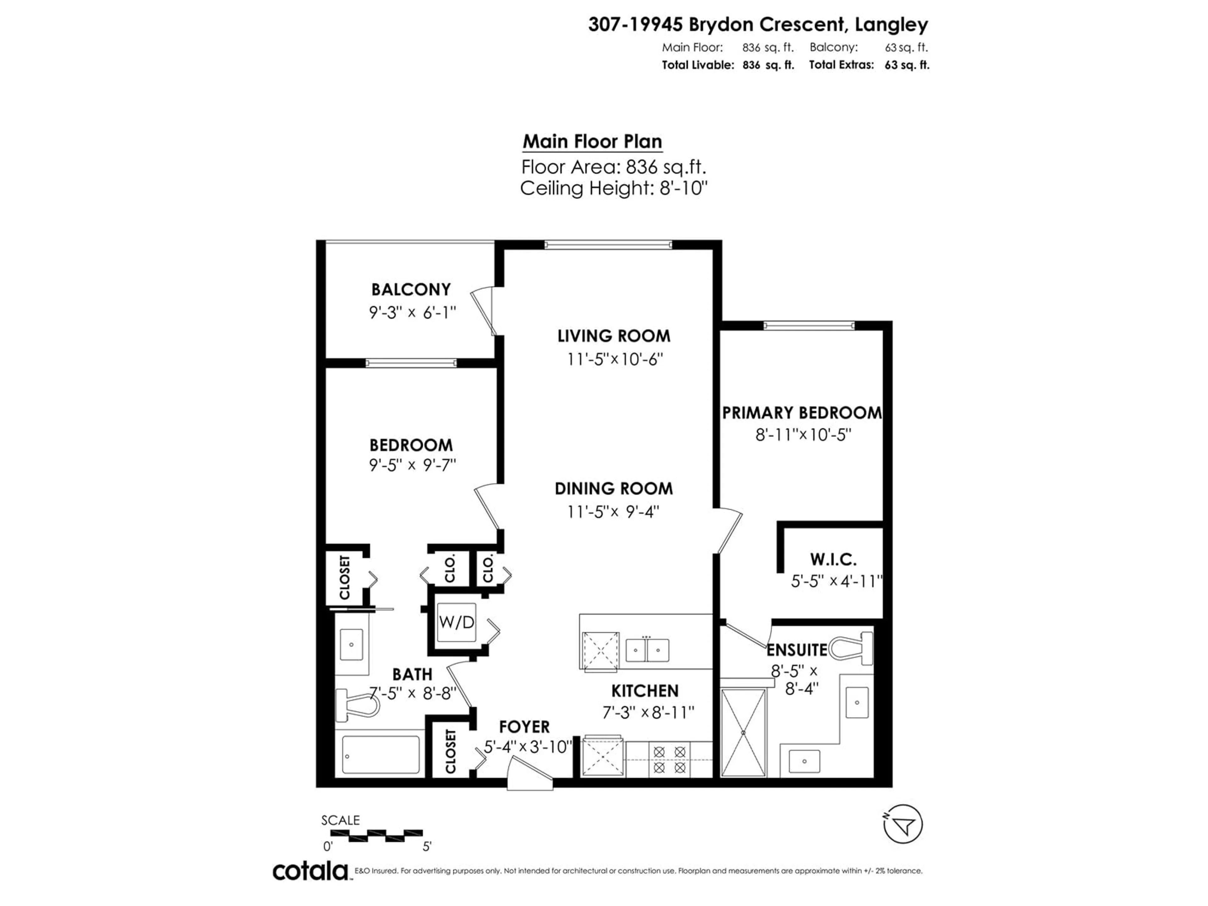 Floor plan for 307 - 19945 BRYDON, Langley British Columbia V3A0P4