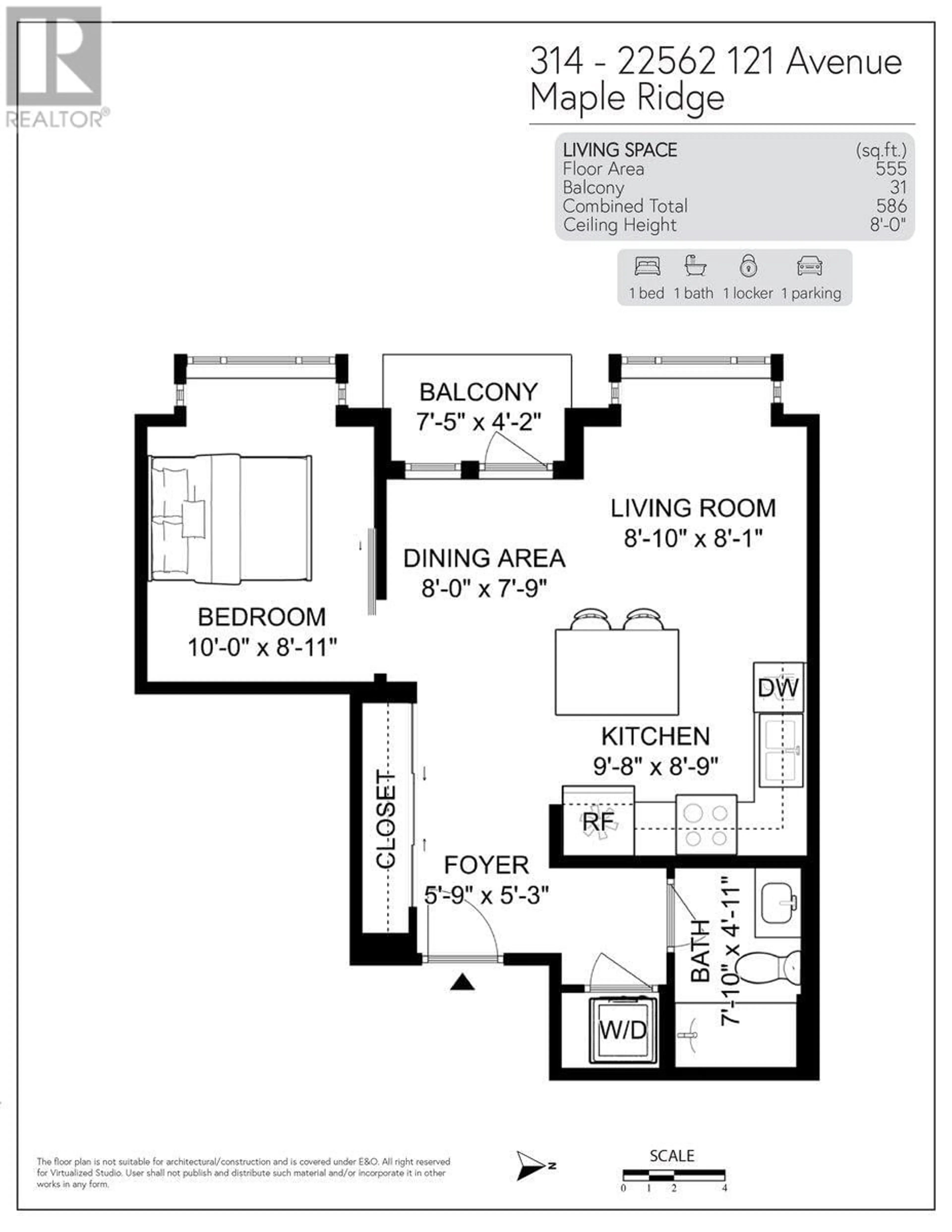 Floor plan for 314 - 22562 121 AVENUE, Maple Ridge British Columbia V2X3Y8
