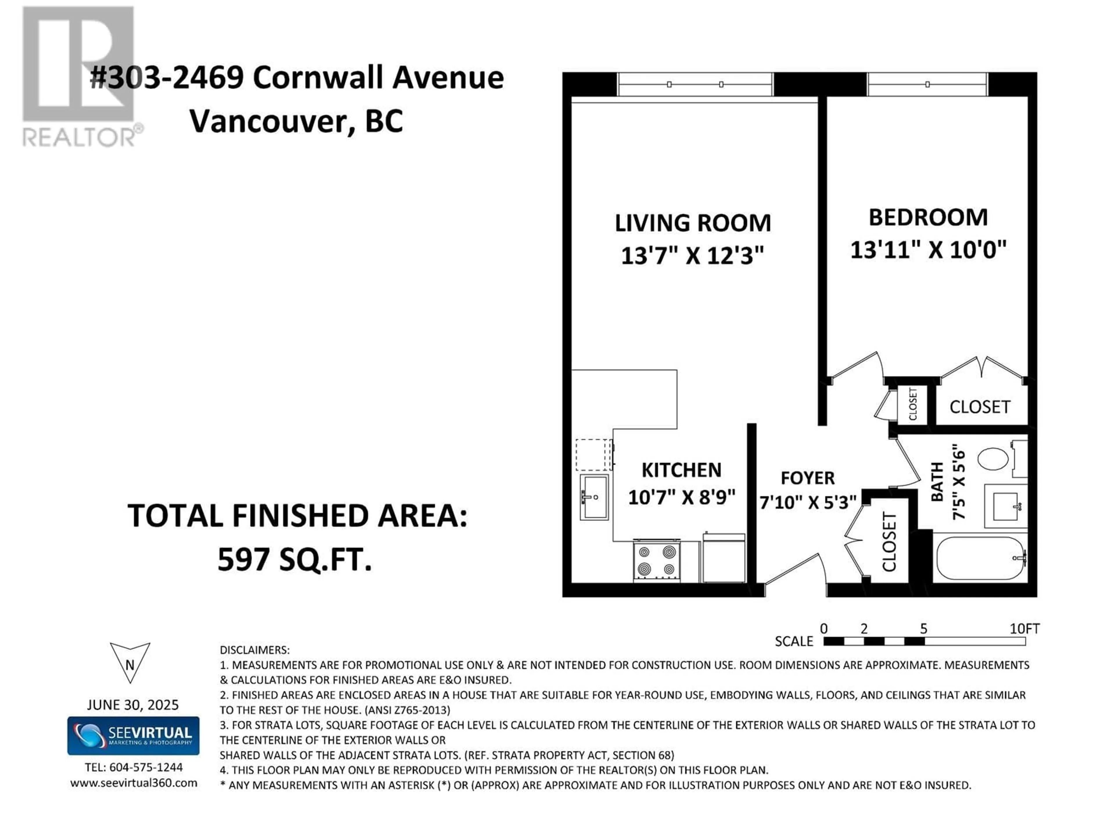 Floor plan for 303 - 2469 CORNWALL AVENUE, Vancouver British Columbia V6K1B9