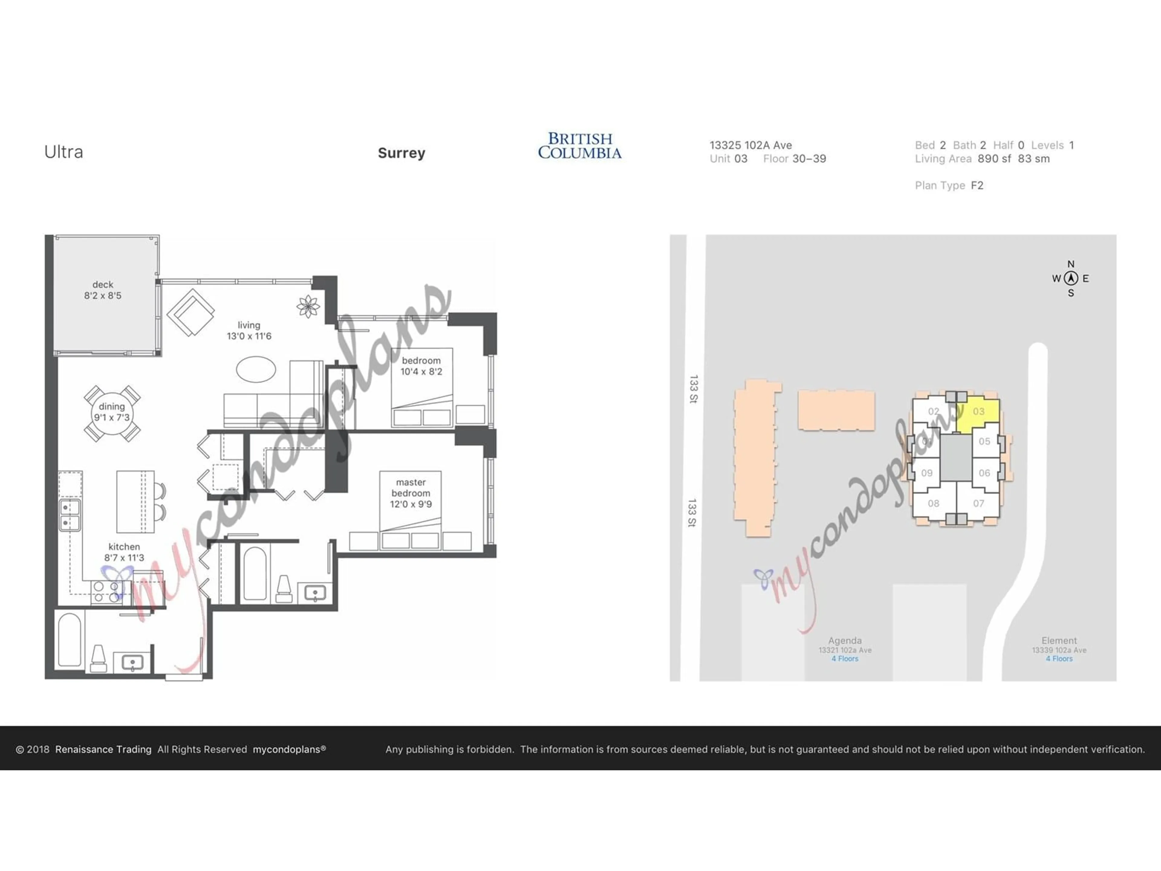 Floor plan for 3103 - 13325 102A, Surrey British Columbia V3T0J5