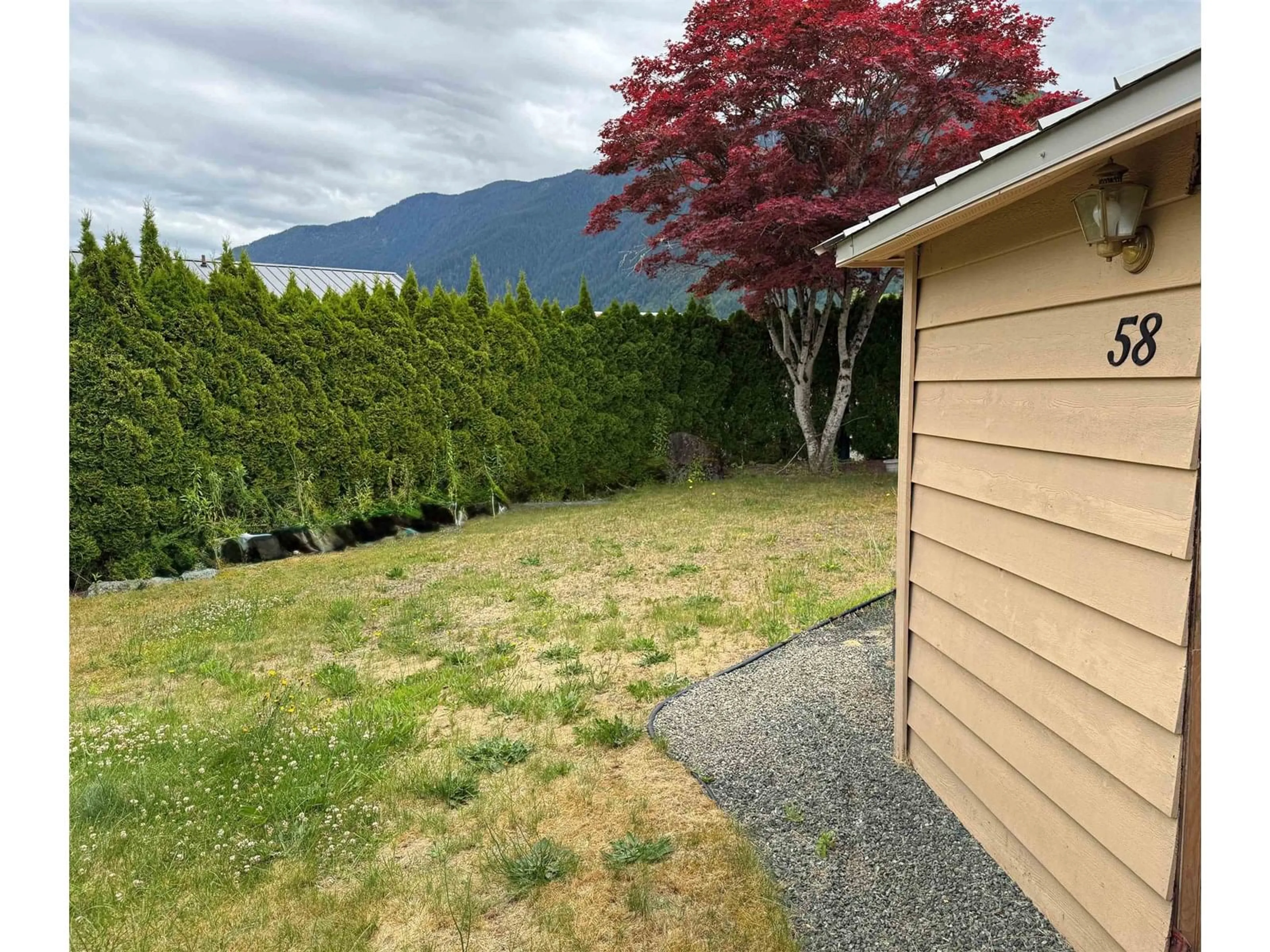 A pic from outside/outdoor area/front of a property/back of a property/a pic from drone, mountain view for 58 - 1436 FROST ROAD, Cultus Lake British Columbia V2R4X8