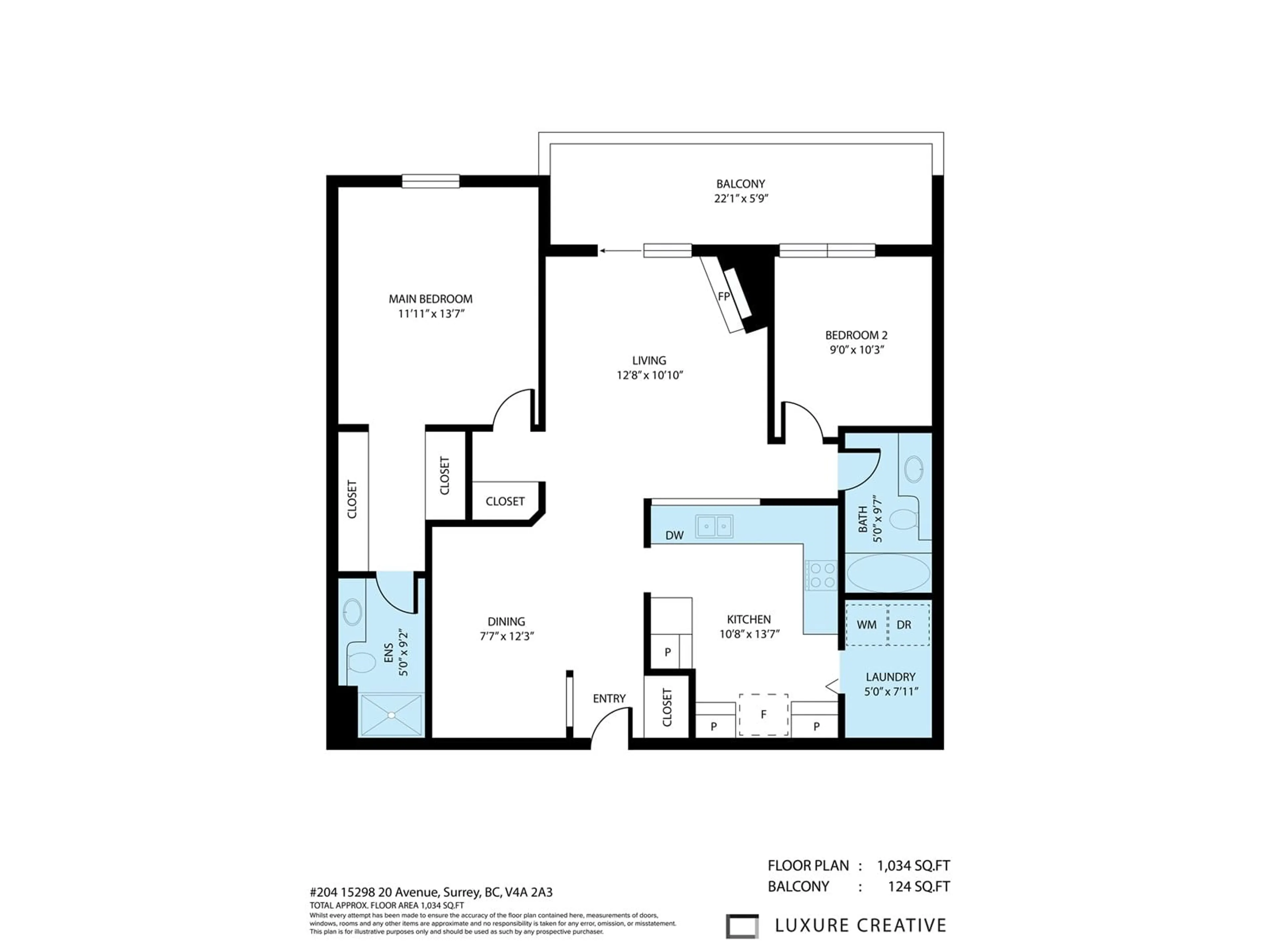 Floor plan for 204 - 15298 20, Surrey British Columbia V4A2A3