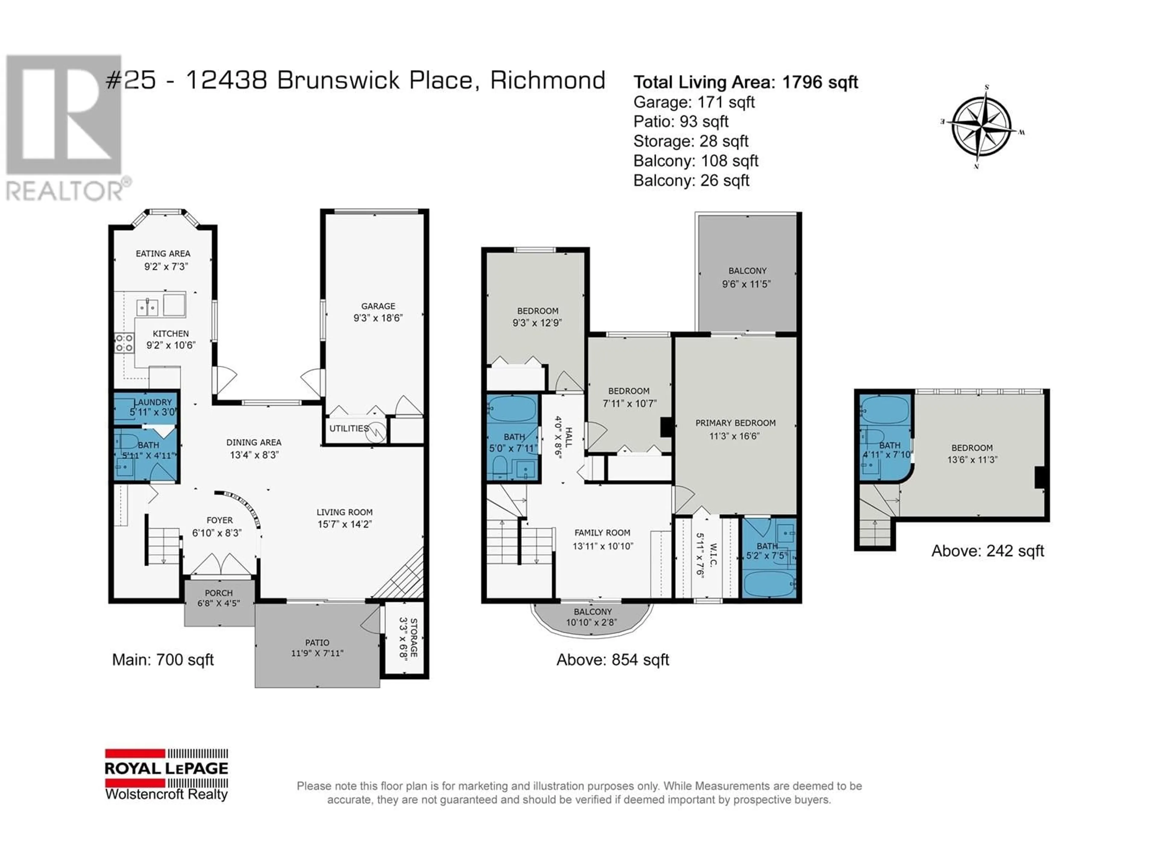 Floor plan for 25 - 12438 BRUNSWICK PLACE, Richmond British Columbia V7E6K6