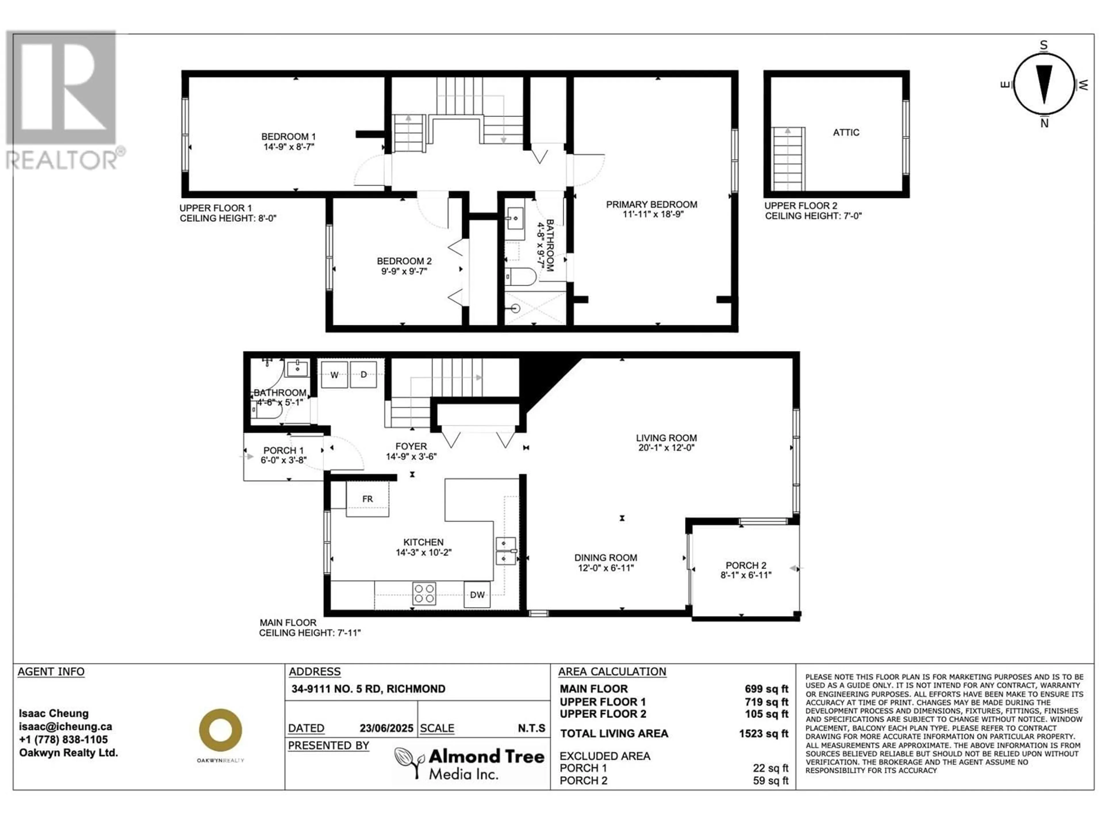 Floor plan for 34 - 9111 NO. 5 ROAD, Richmond British Columbia V7A4N3