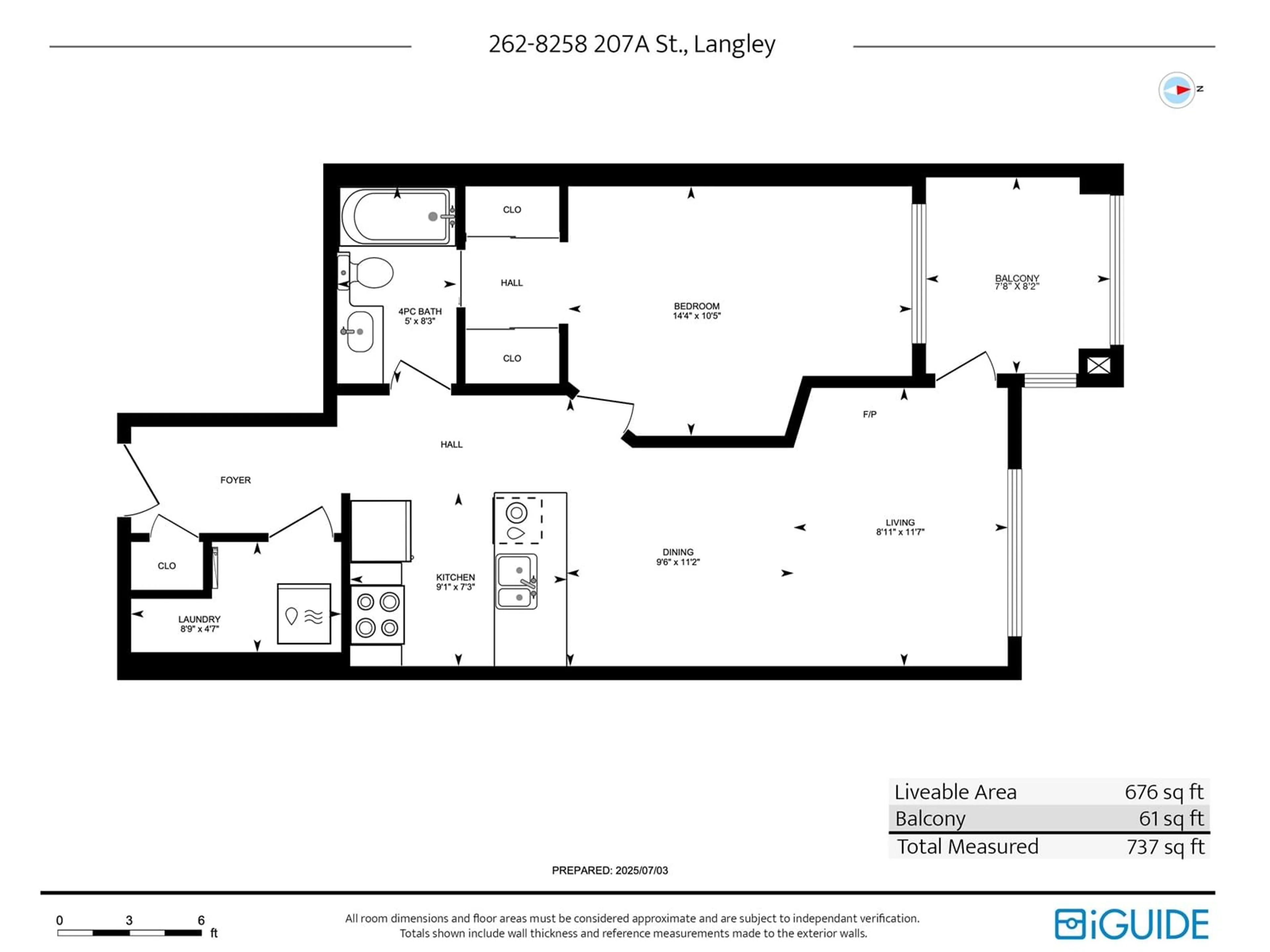 Floor plan for 262 - 8258 207A, Langley British Columbia V2Y0N3