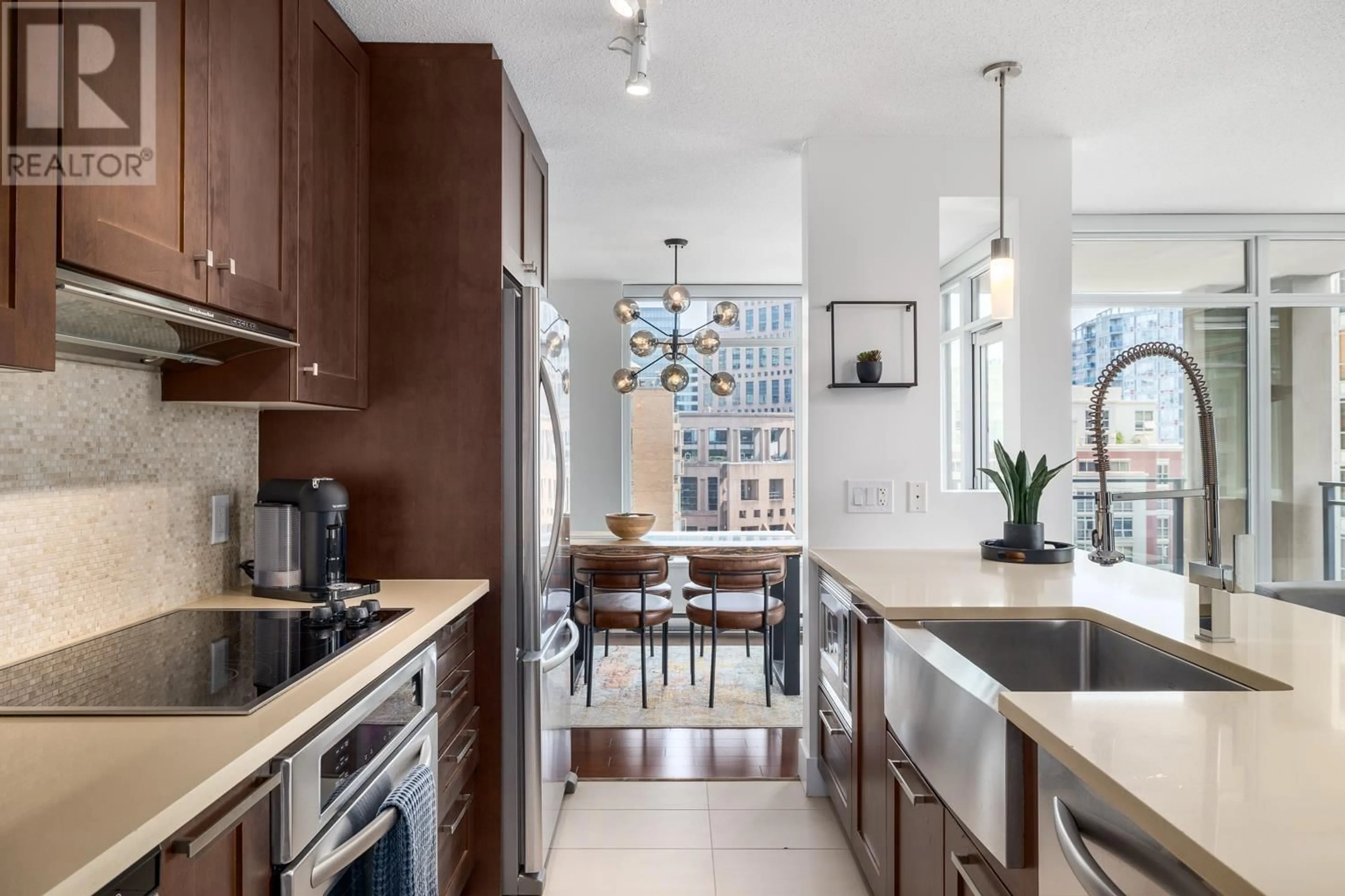 Contemporary kitchen, ceramic/tile floor for 1606 - 888 HOMER STREET, Vancouver British Columbia V6B0H7