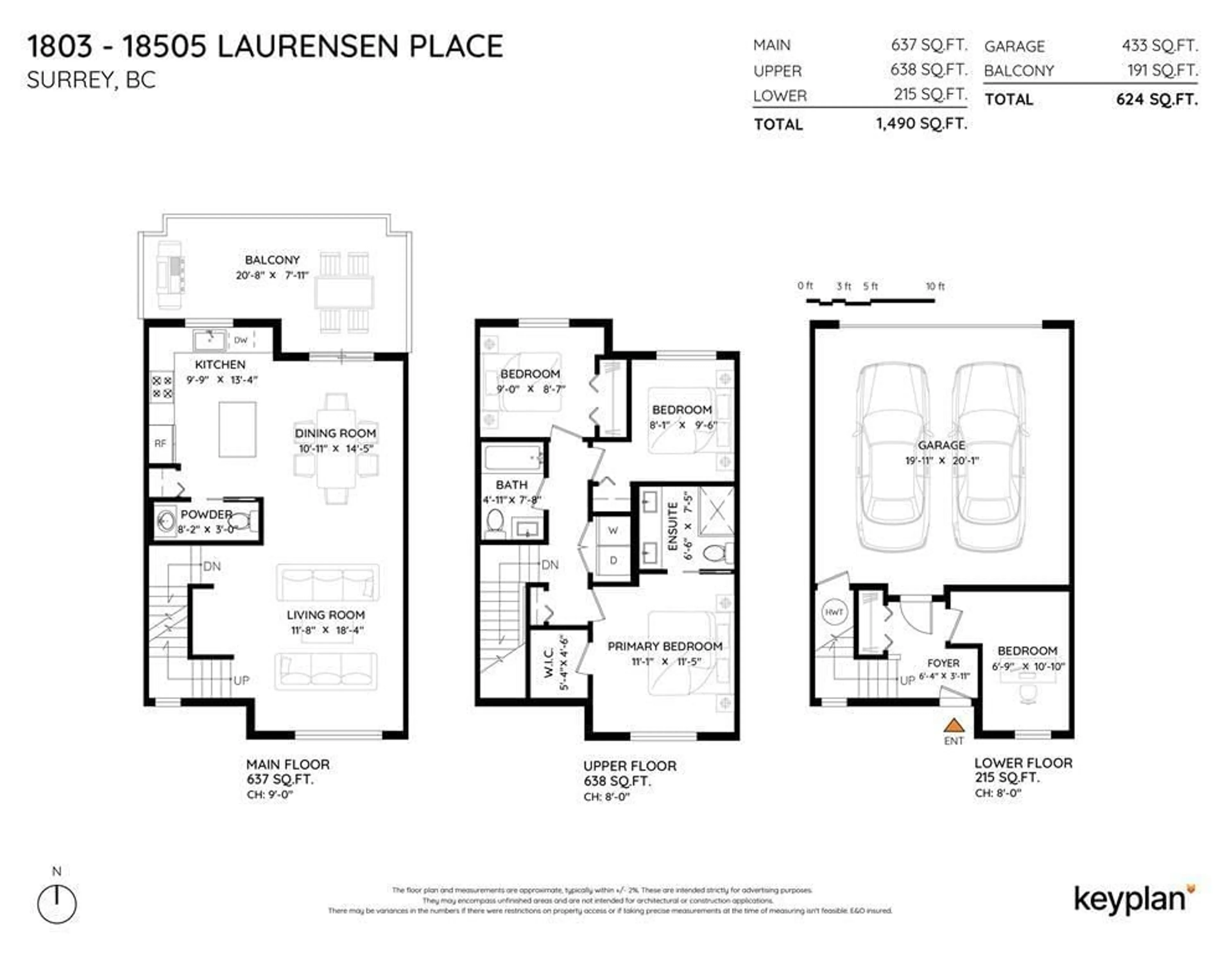 Floor plan for #1803 - 18505 LAURENSEN, Surrey British Columbia V4N6R7