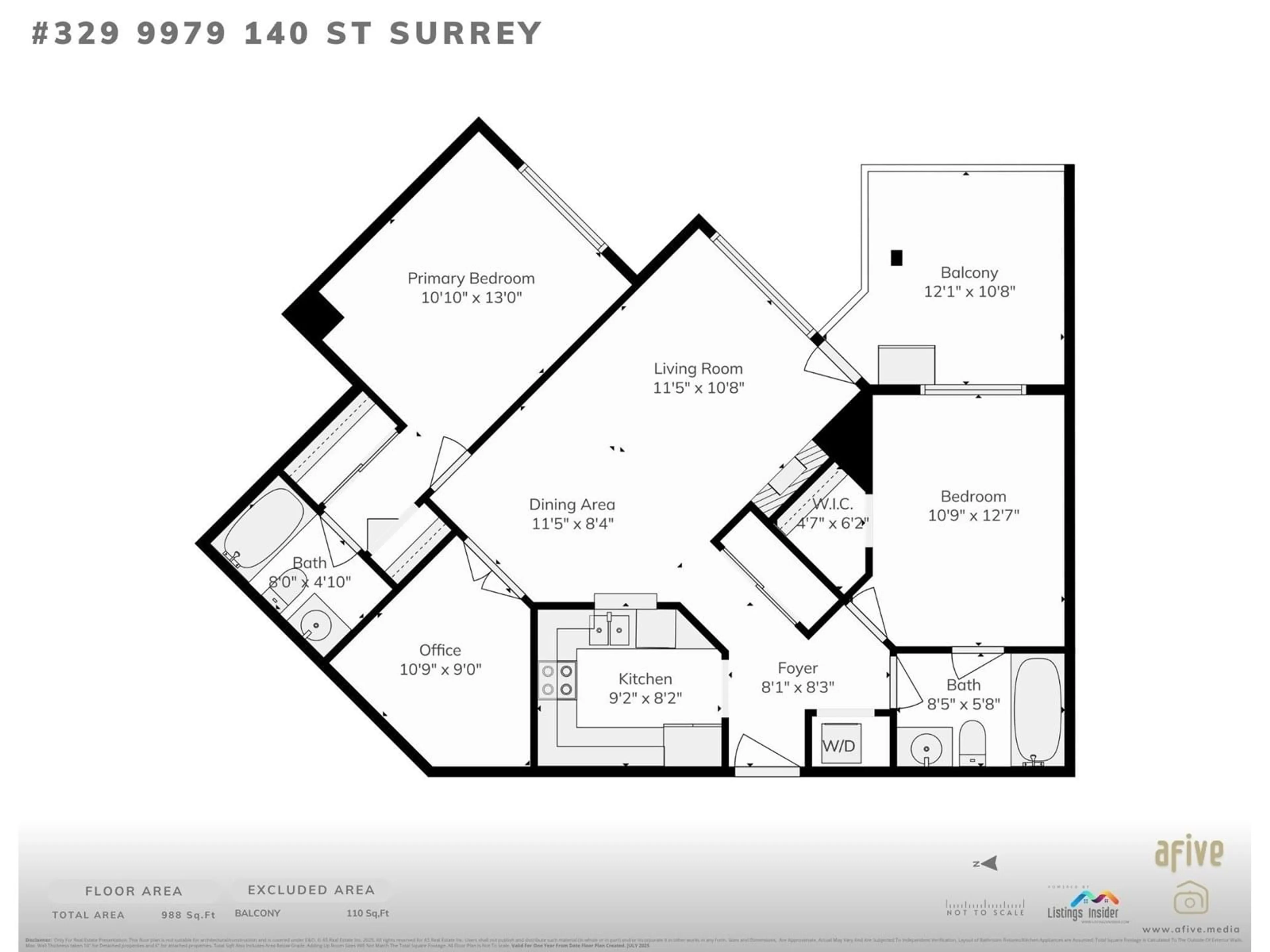 Floor plan for 329 - 9979 140, Surrey British Columbia V3T5W2