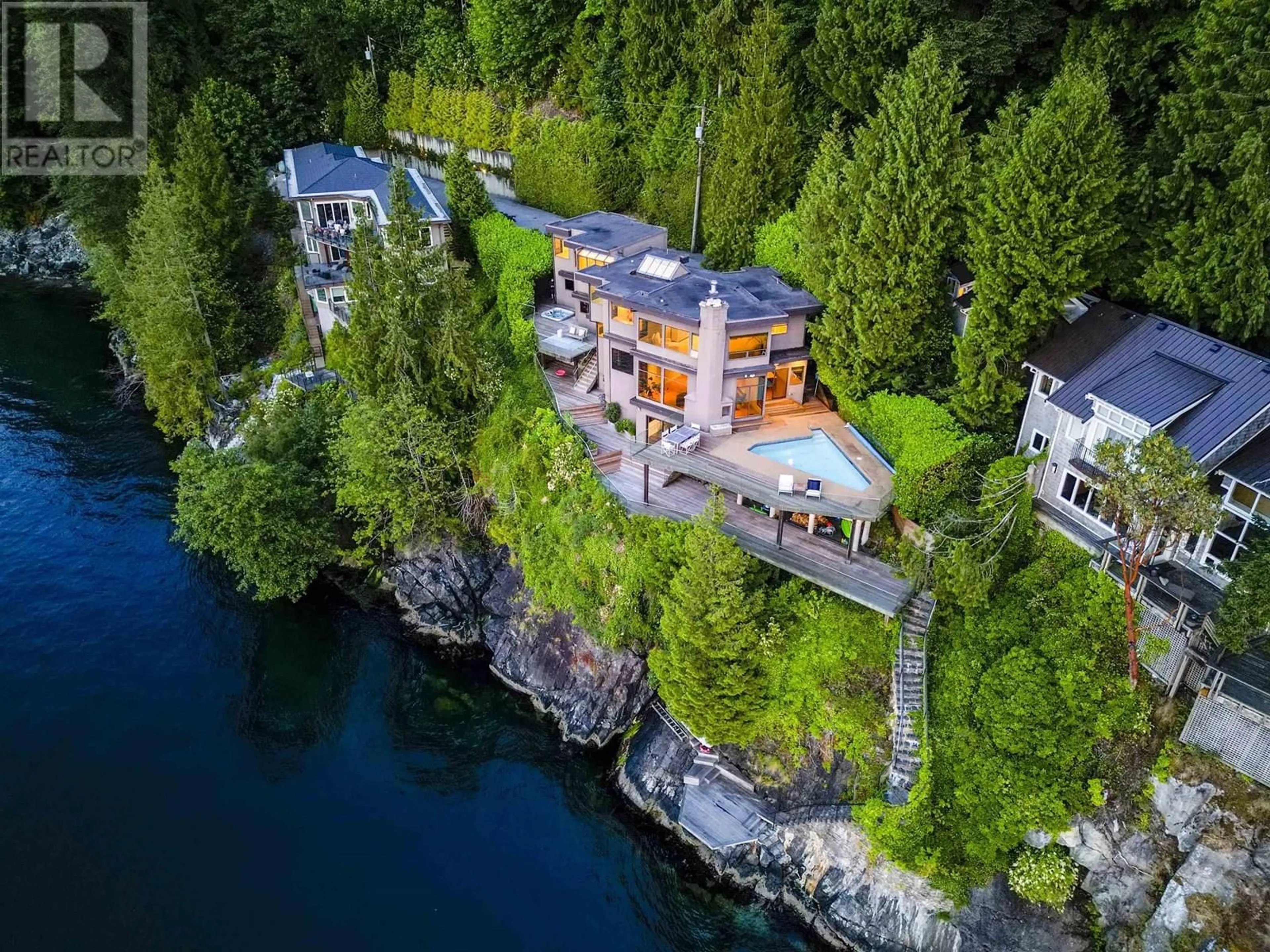 A pic from outside/outdoor area/front of a property/back of a property/a pic from drone, water/lake/river/ocean view for 8275 PASCO ROAD, West Vancouver British Columbia V7W2T5