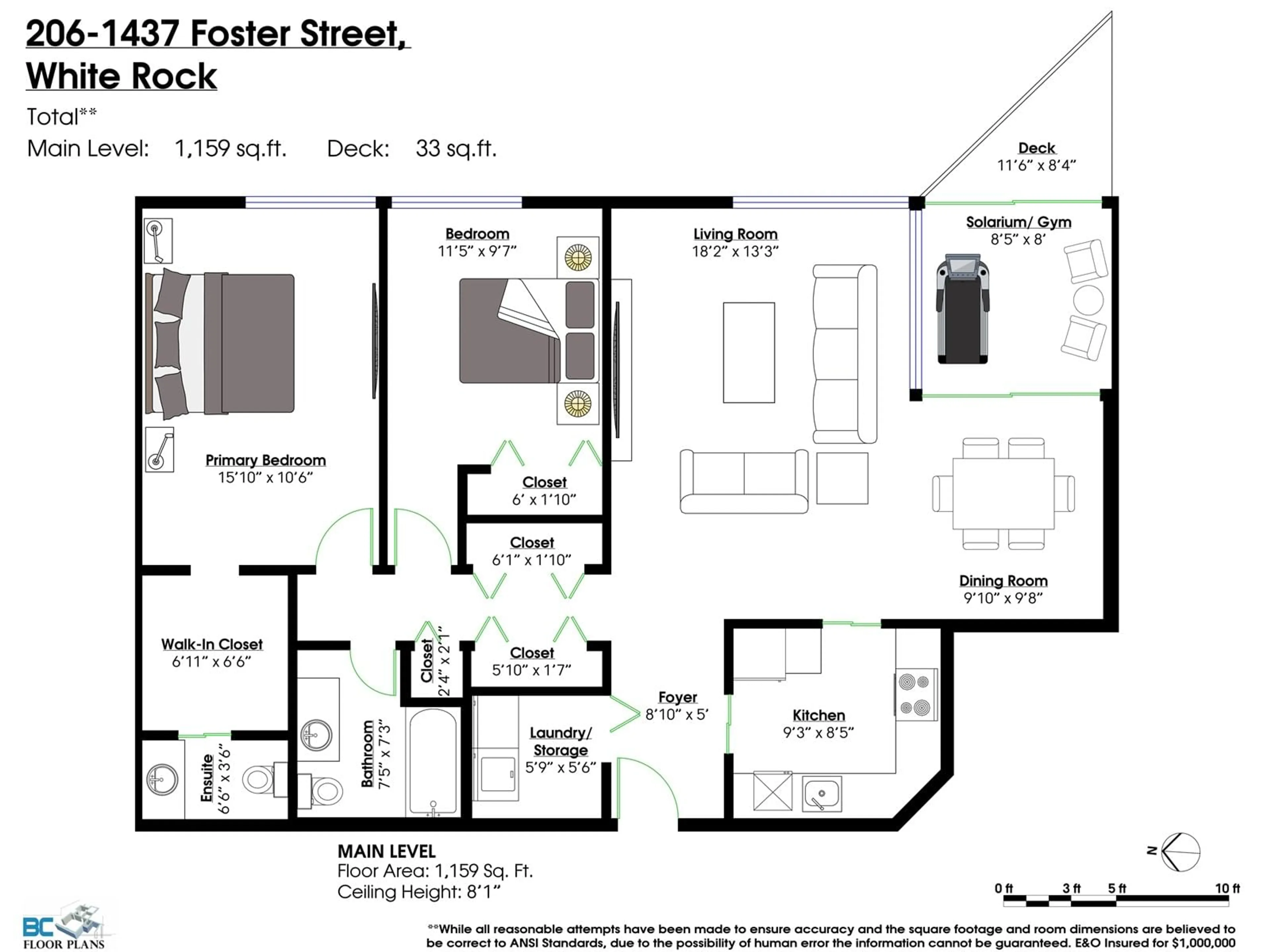 Floor plan for 206 - 1437 FOSTER, White Rock British Columbia V4B3X6