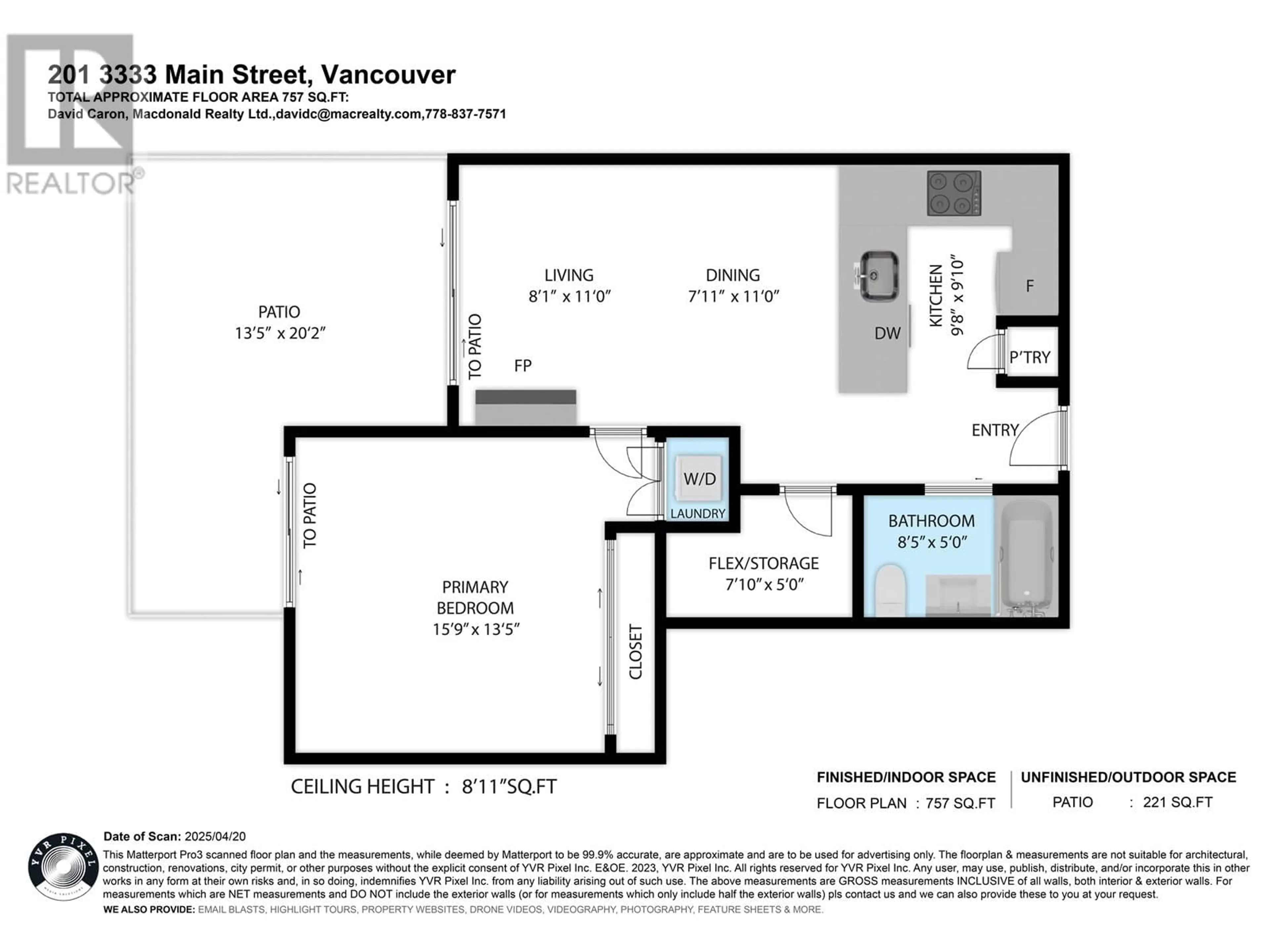 Floor plan for 201 - 3333 MAIN STREET, Vancouver British Columbia V5V3M8
