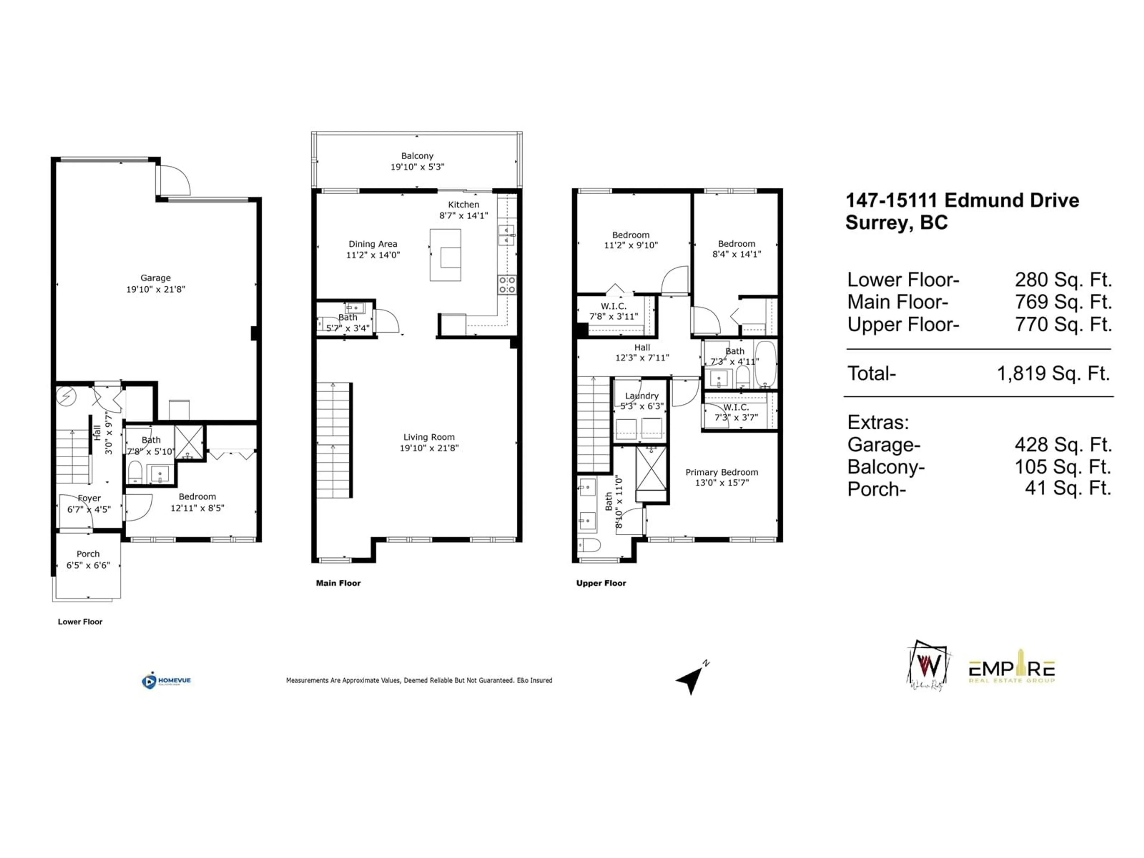 Floor plan for 147 - 15111 EDMUND, Surrey British Columbia V3S0A5