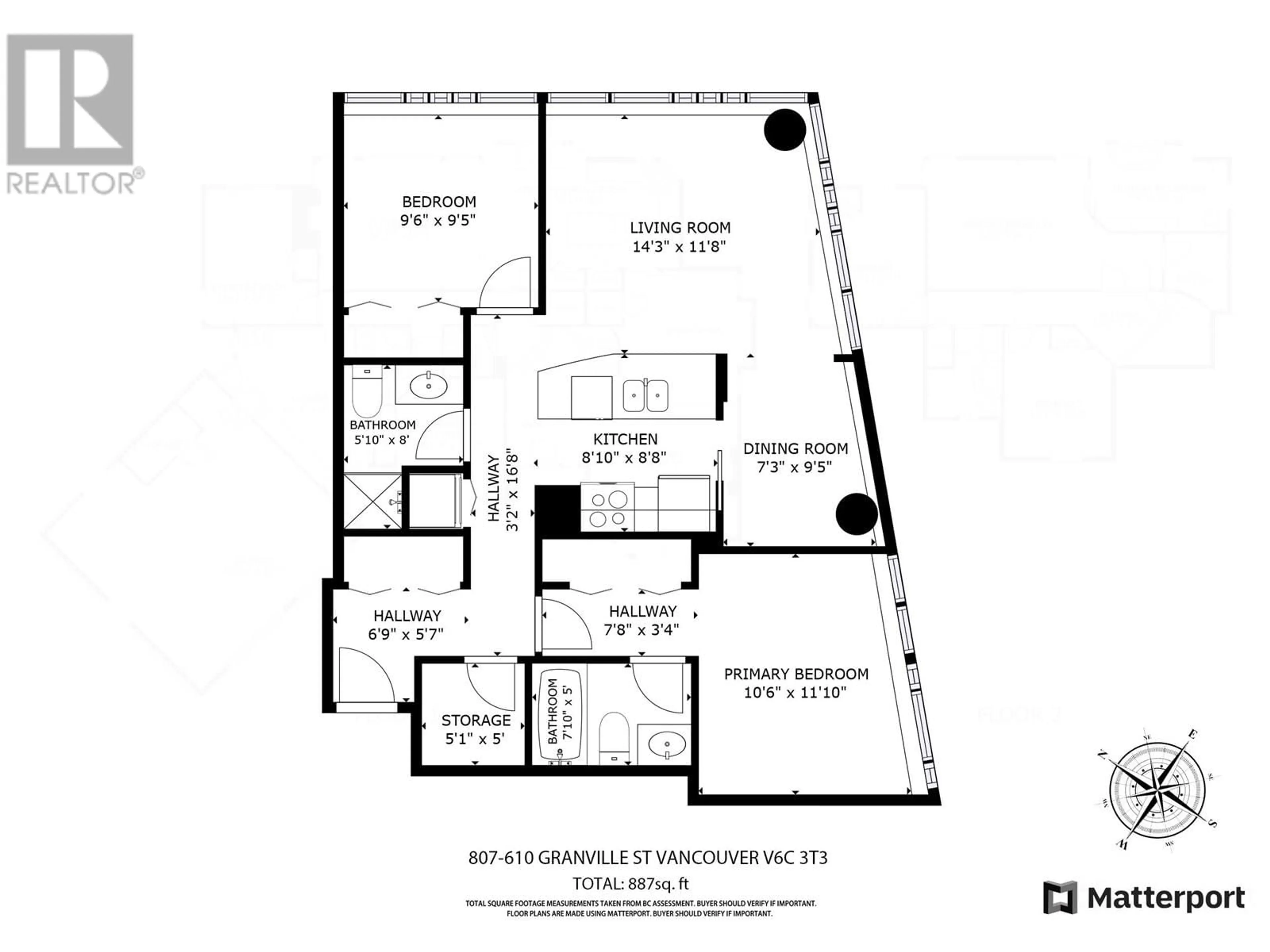Floor plan for 807 - 610 GRANVILLE STREET, Vancouver British Columbia V6C3T3
