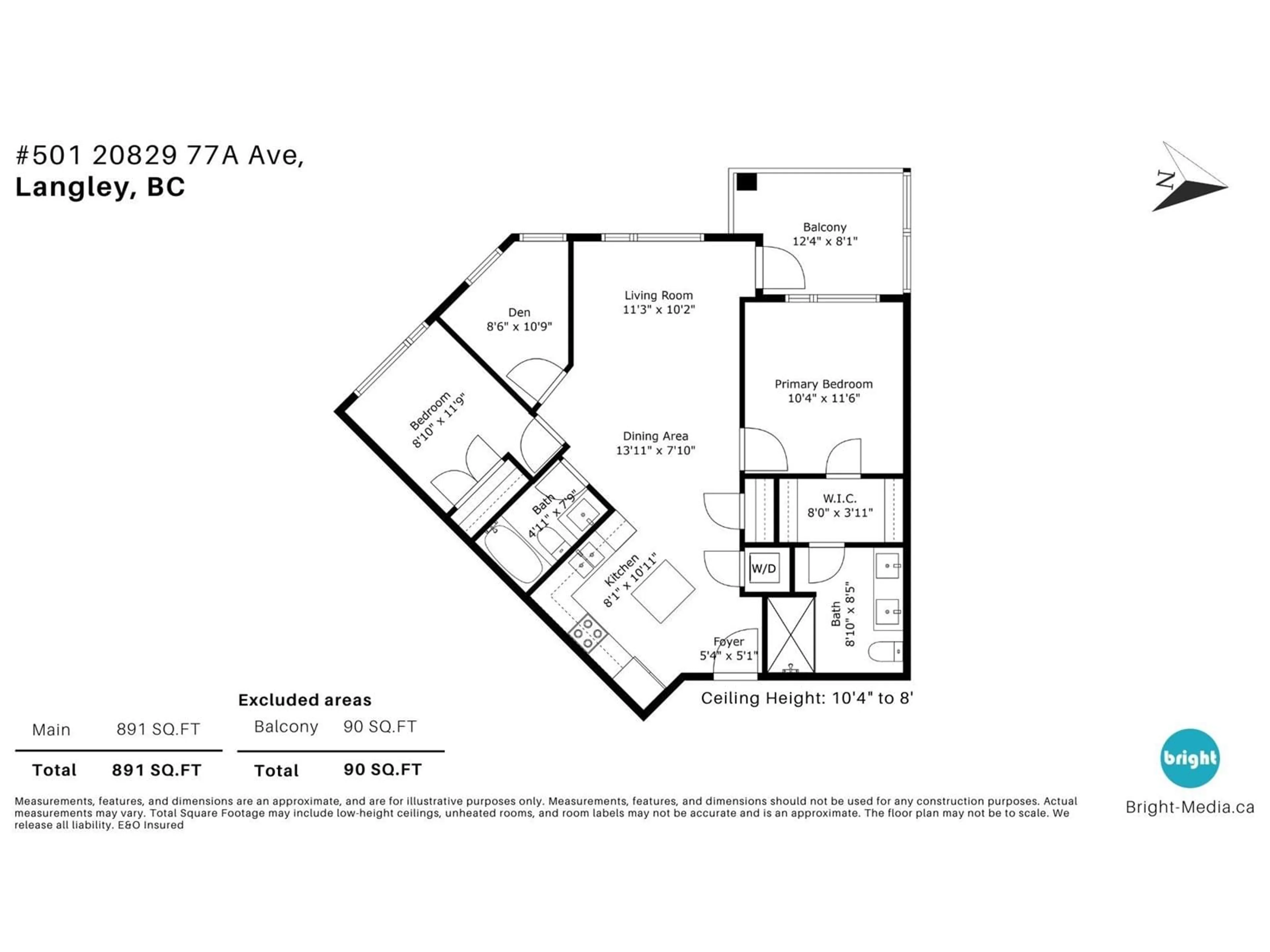 Floor plan for 501 - 20829 77A, Langley British Columbia V2Y0Y5