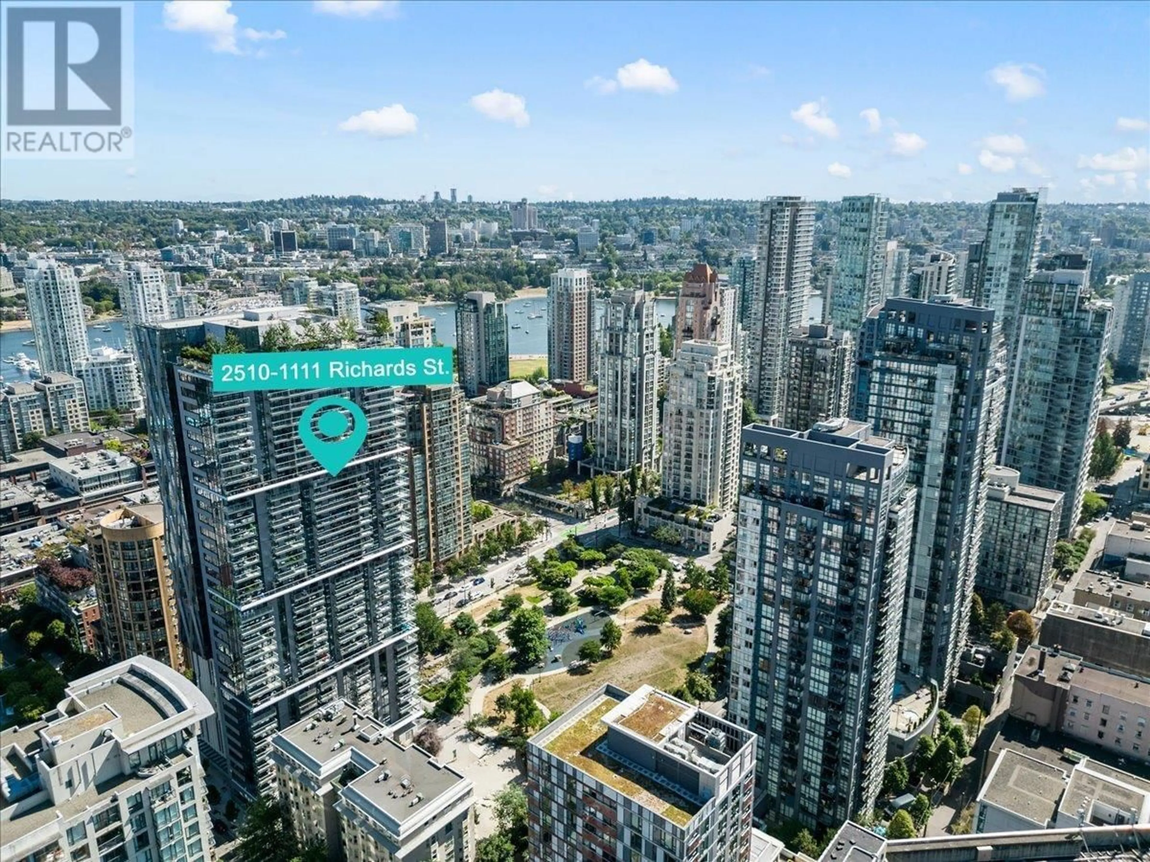 A pic from outside/outdoor area/front of a property/back of a property/a pic from drone, city buildings view from balcony for 2510 - 1111 RICHARDS STREET, Vancouver British Columbia V6B0S3