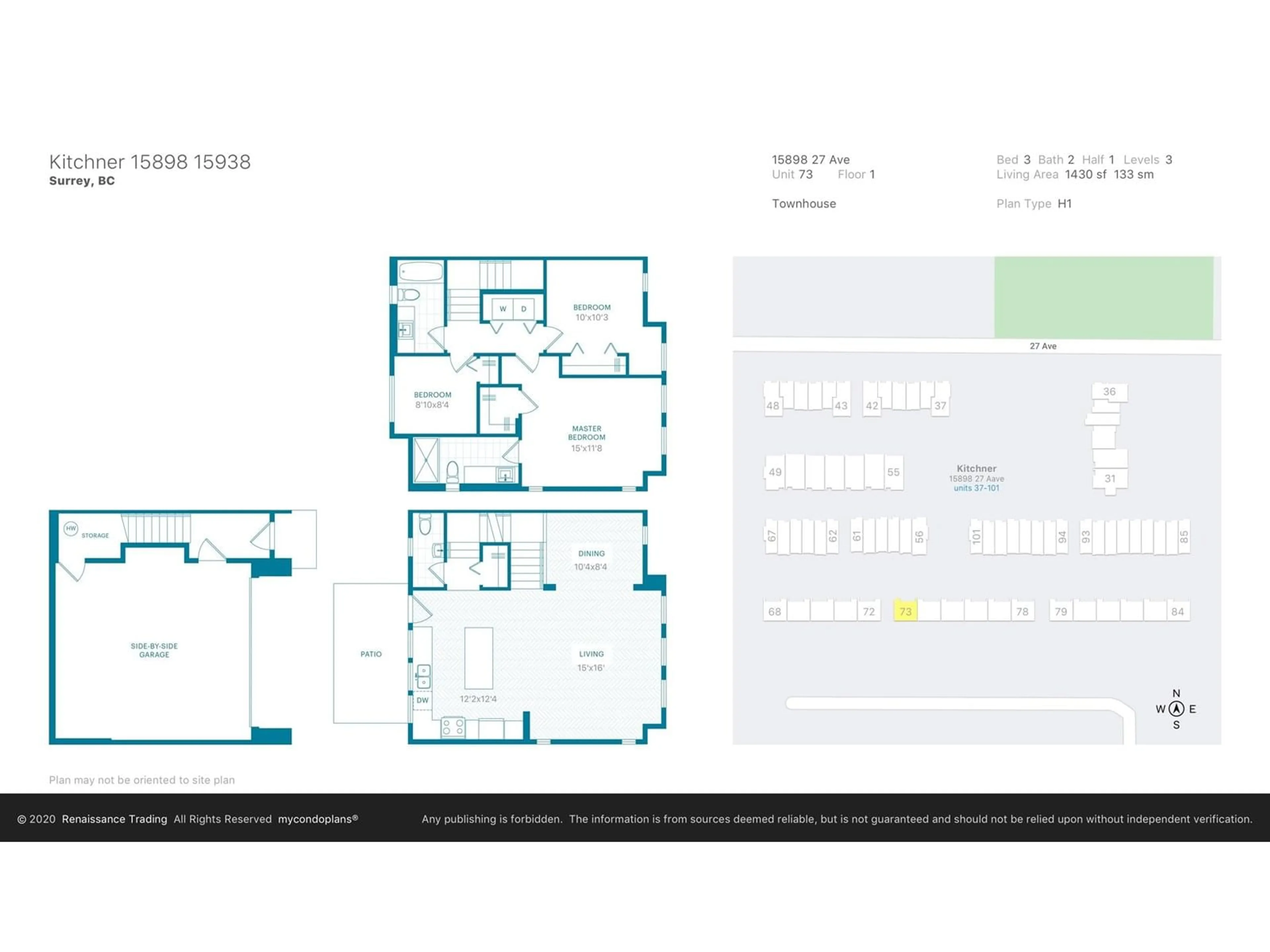Floor plan for 73 - 15898 27, Surrey British Columbia V3Z0T2