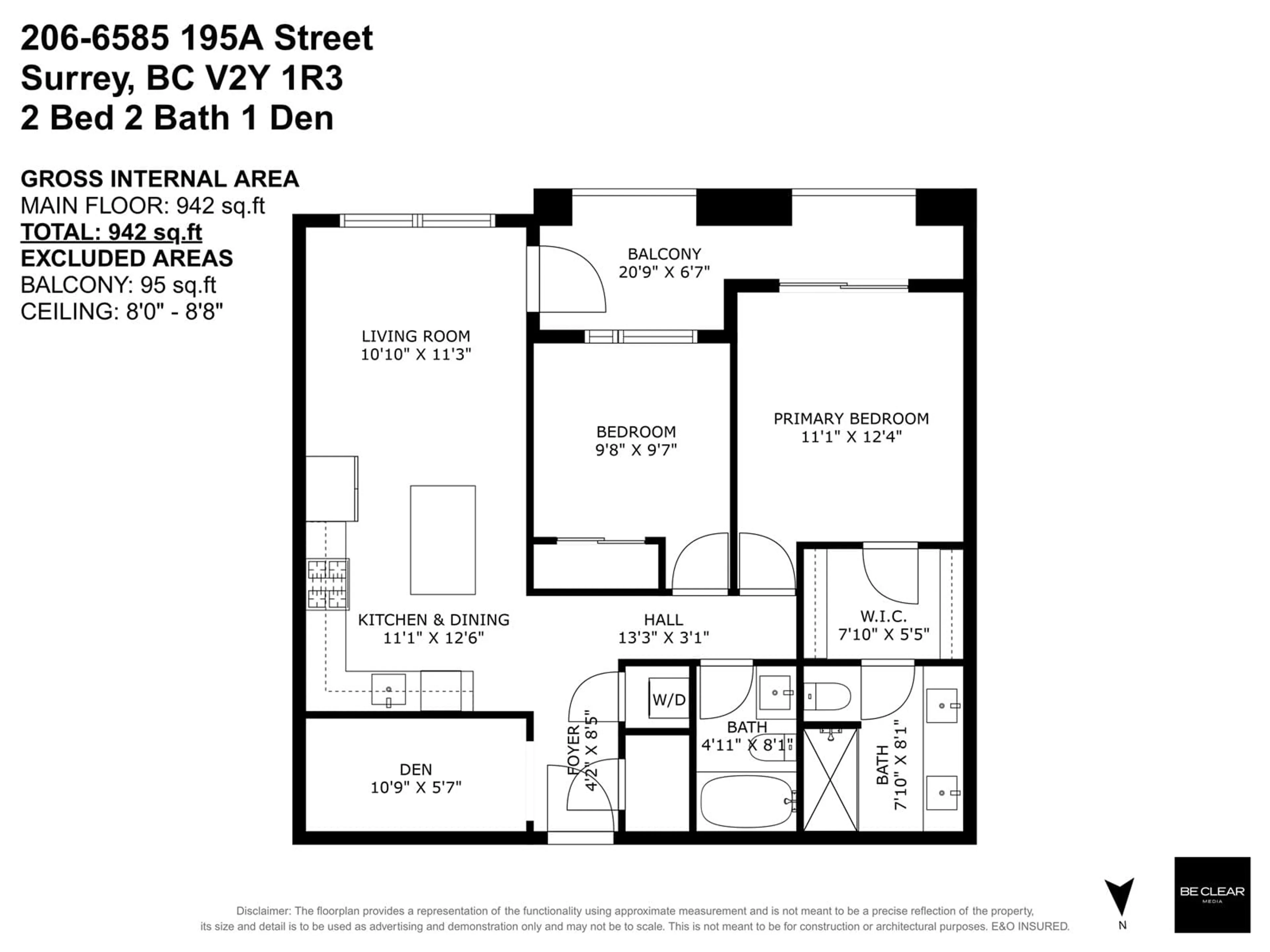 Floor plan for 206 - 6585 195A, Surrey British Columbia V4N6Y9