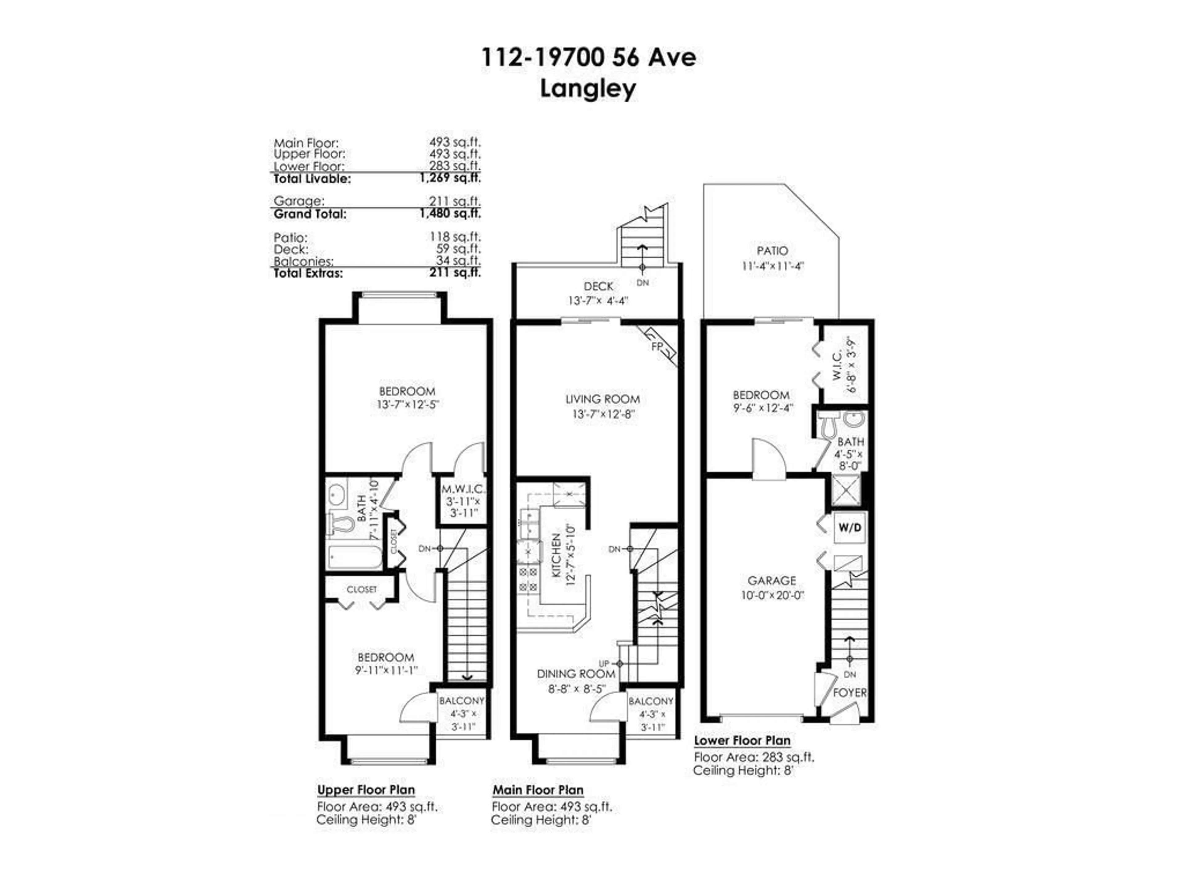 Floor plan for 112 - 19700 56, Langley British Columbia V3A3X6