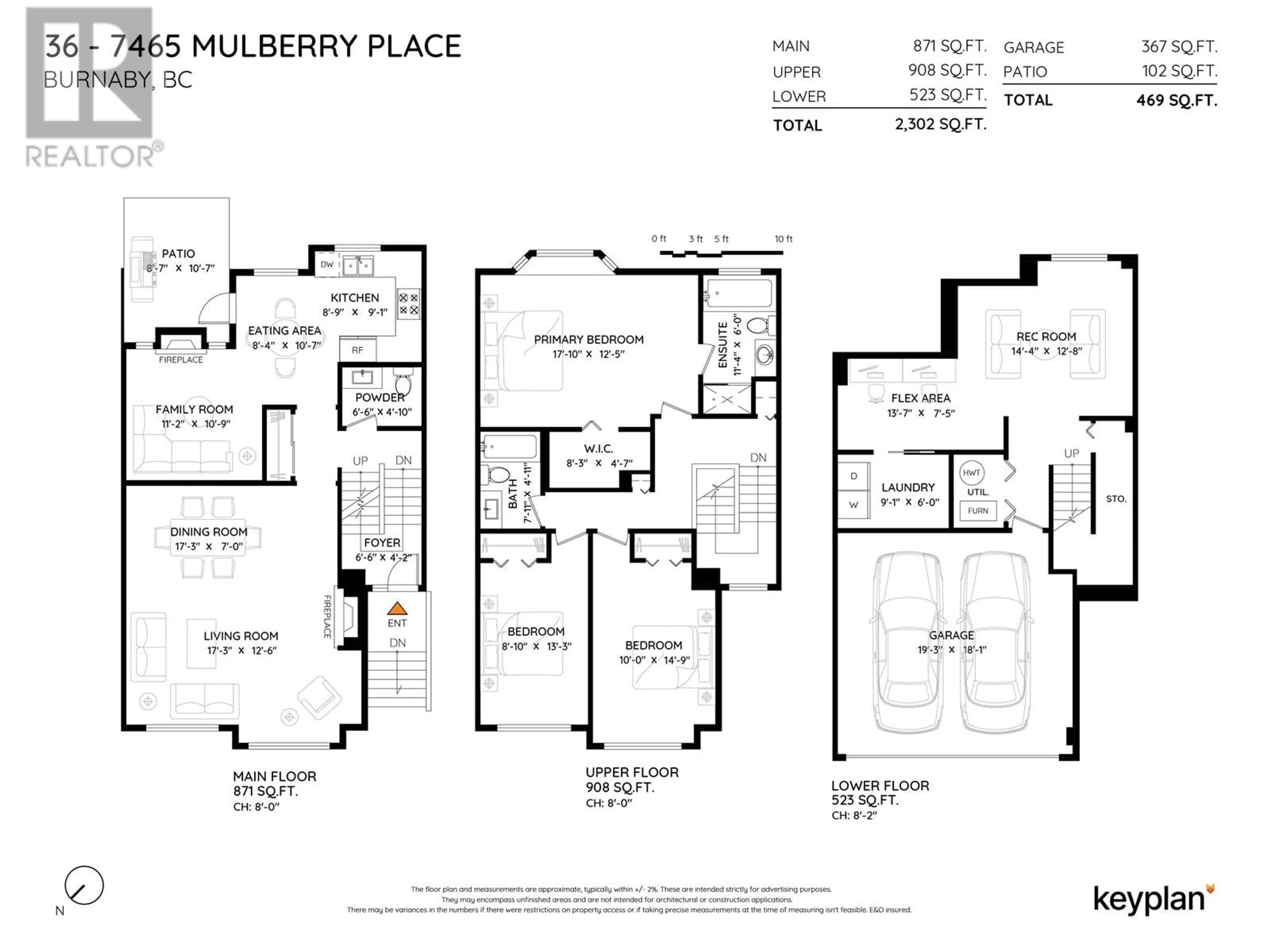 Floor plan for 36 - 7465 MULBERRY PLACE, Burnaby British Columbia V3N5A1