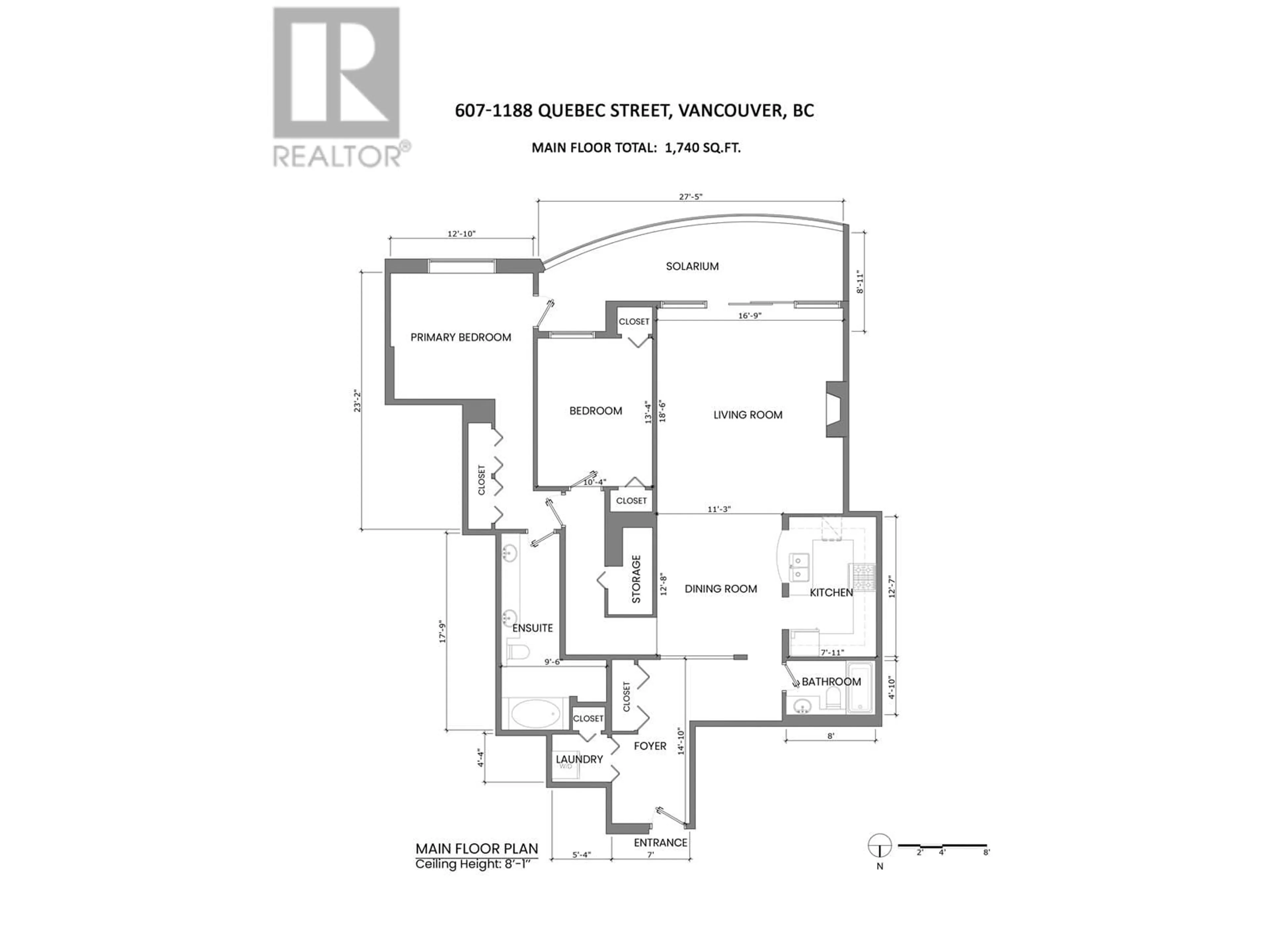 Floor plan for 607 - 1188 QUEBEC STREET, Vancouver British Columbia V6A4B3