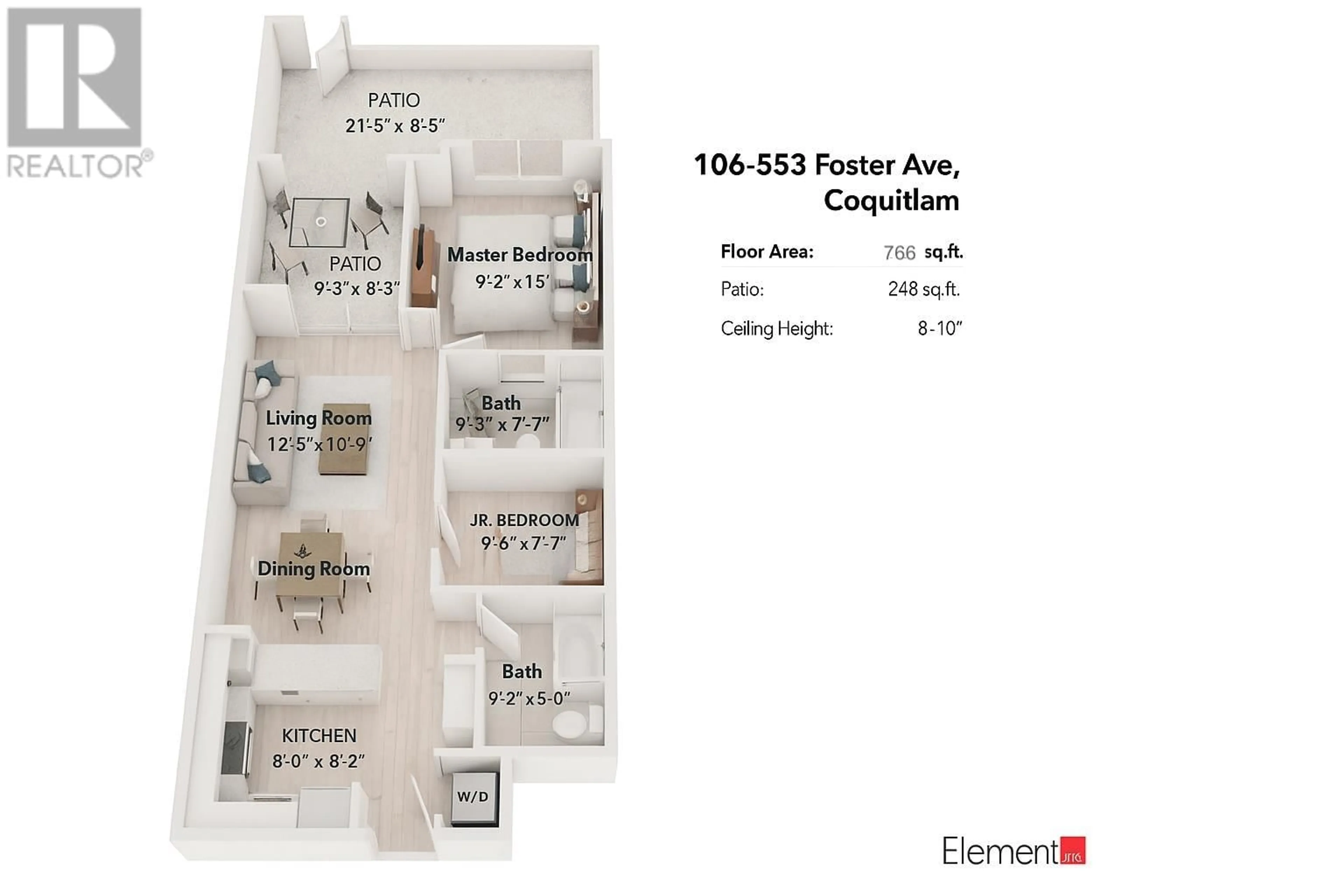 Floor plan for 106 - 553 FOSTER AVENUE, Coquitlam British Columbia V3J0B5