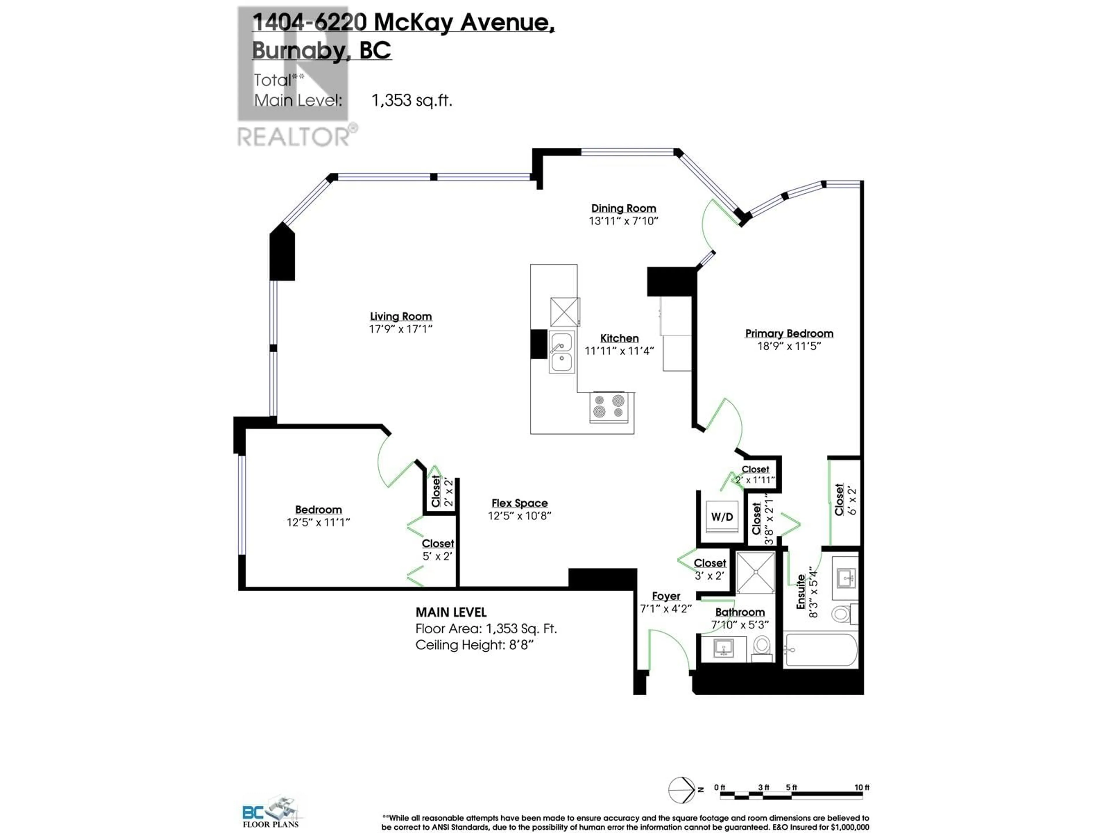 Floor plan for 1404 - 6220 MCKAY AVENUE, Burnaby British Columbia V5H4M8