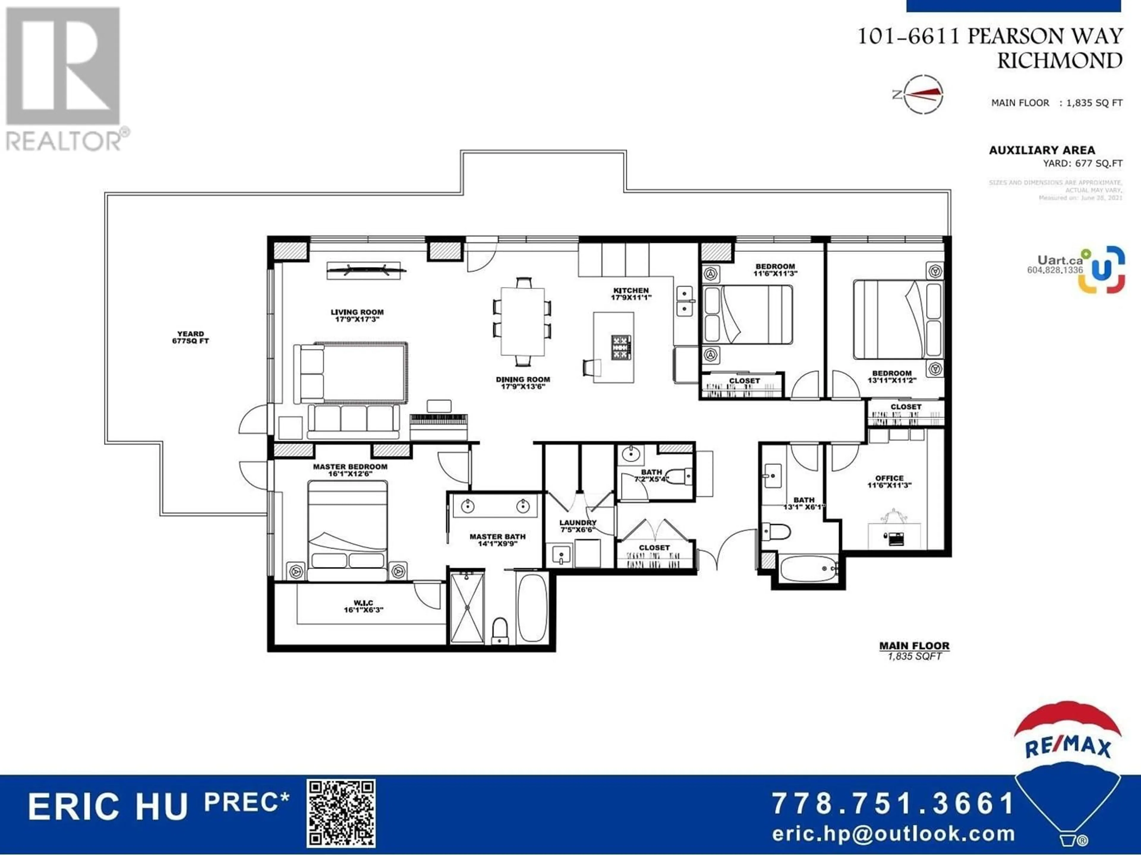 Floor plan for 101 - 6611 PEARSON WAY, Richmond British Columbia V7C0C3