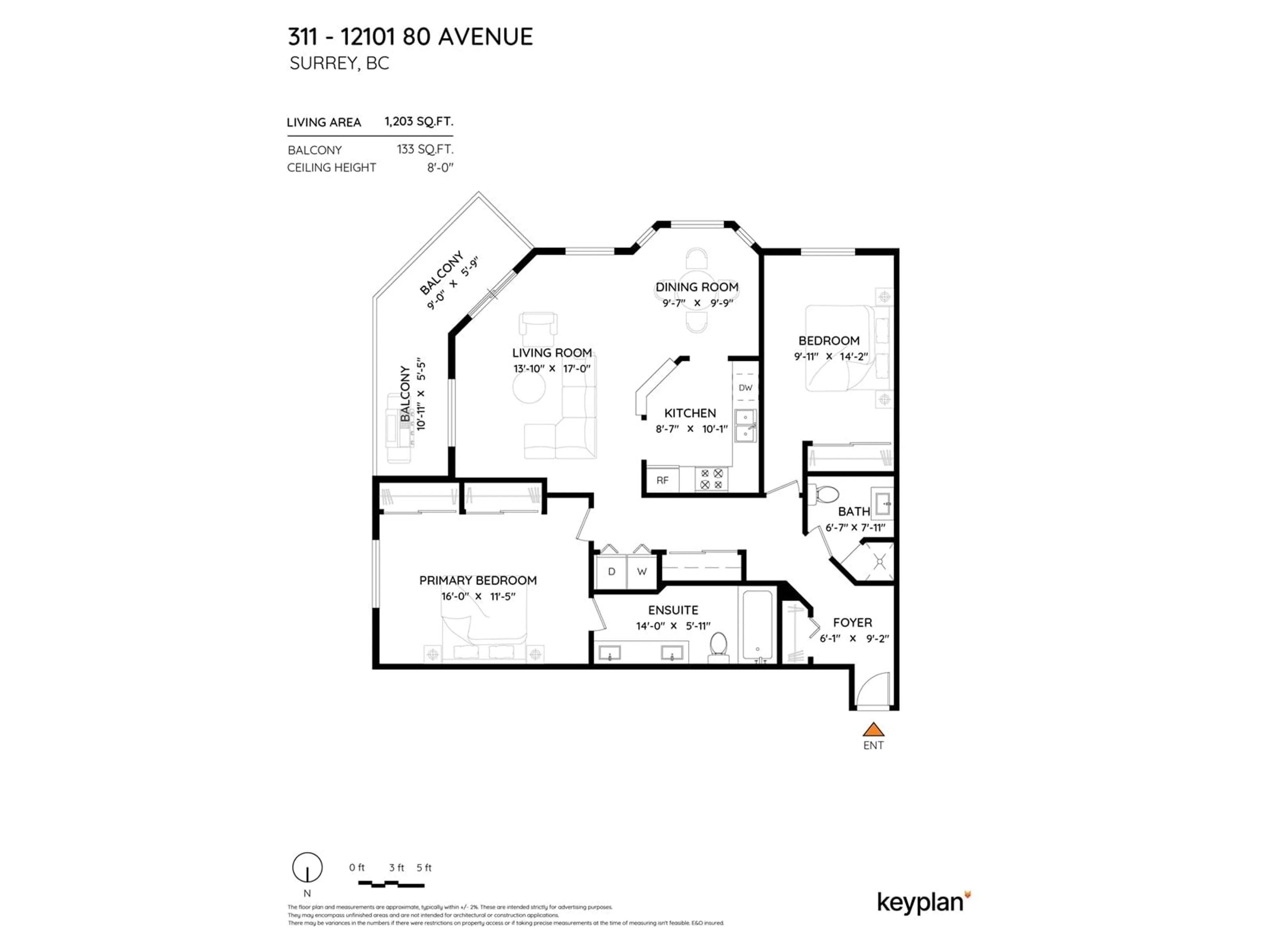 Floor plan for 311 - 12101 80, Surrey British Columbia V3W5V6