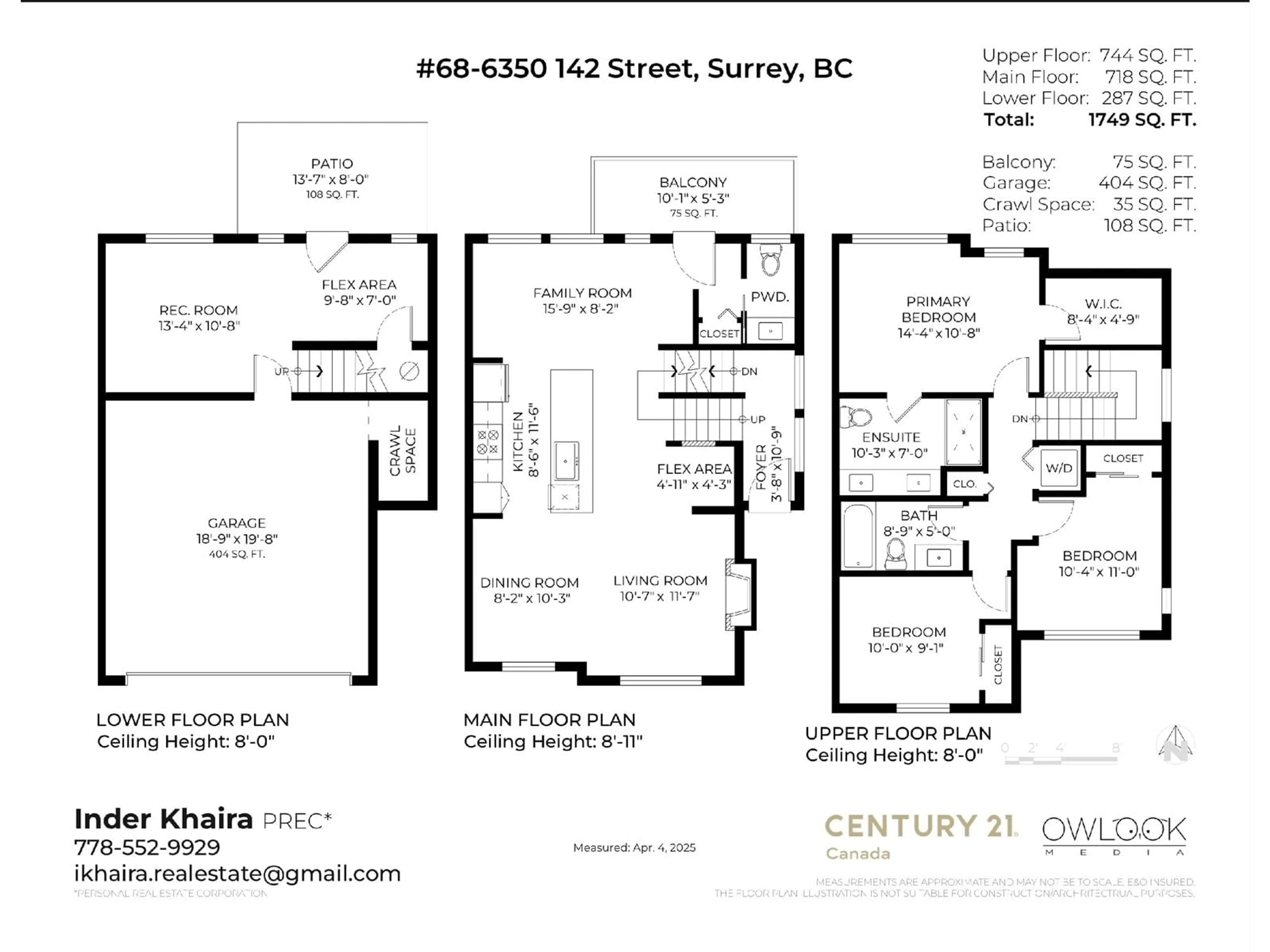 Floor plan for 68 - 6350 142, Surrey British Columbia V3X1B8