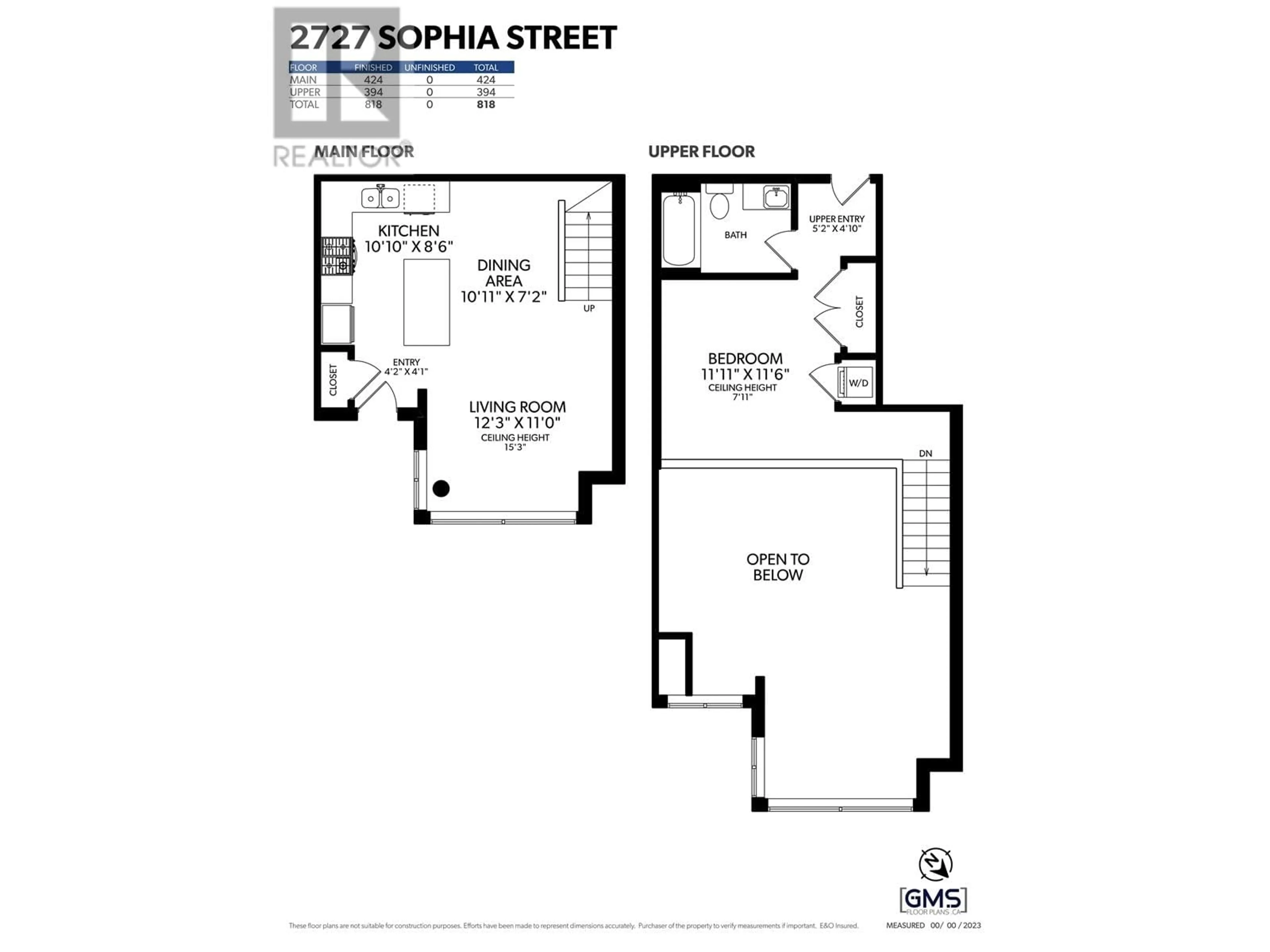 Floor plan for 2727 SOPHIA STREET, Vancouver British Columbia V5T3L1