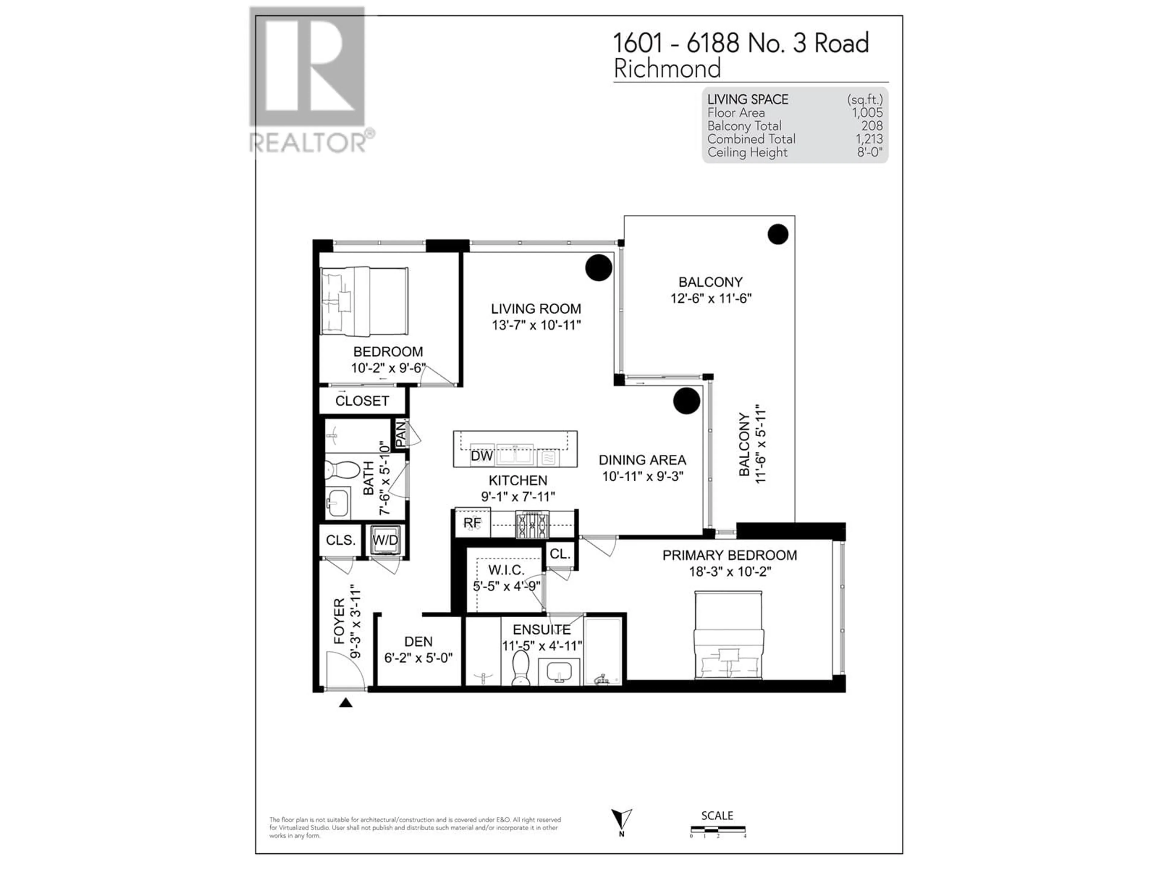 Floor plan for 1601 - 6188 NO. 3 ROAD, Richmond British Columbia V6Y0J3