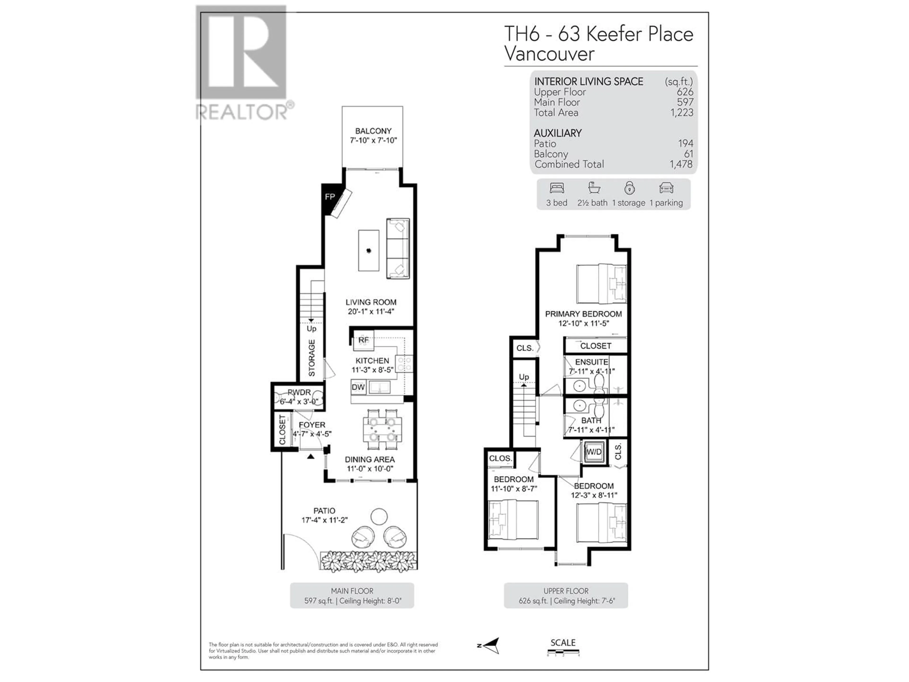 Floor plan for TH6 - 63 KEEFER PLACE, Vancouver British Columbia V6B6N6