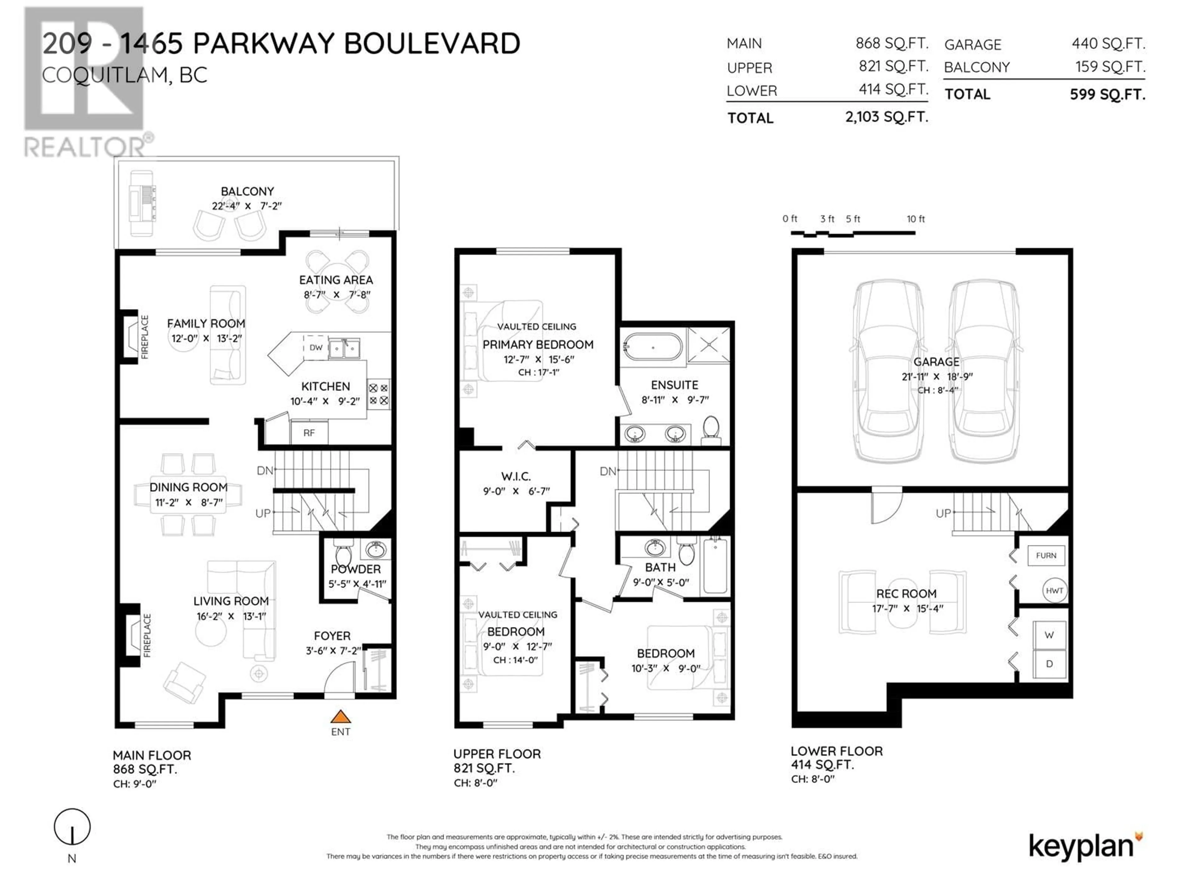 Floor plan for 209 - 1465 PARKWAY BOULEVARD, Coquitlam British Columbia V3E3E6