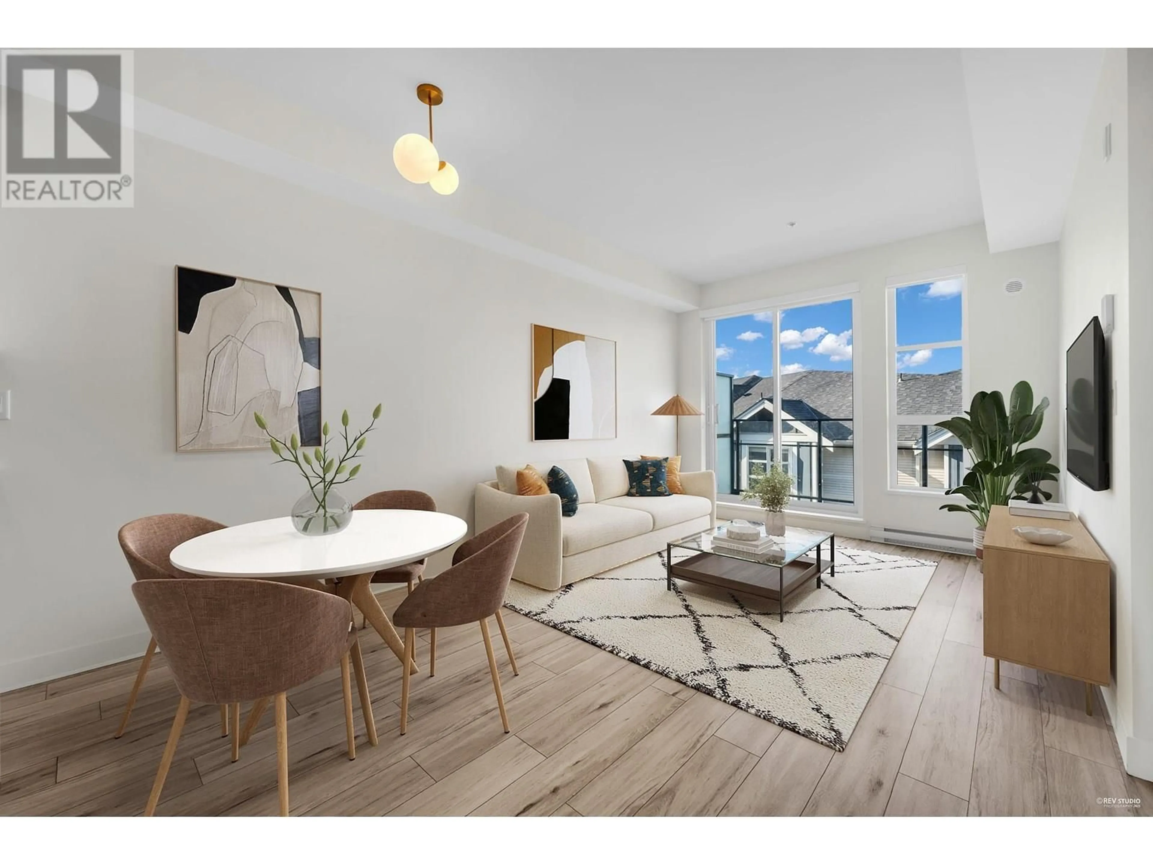 Living room with furniture, wood/laminate floor for 312 - 13040 NO. 2 ROAD, Richmond British Columbia V7E0C4