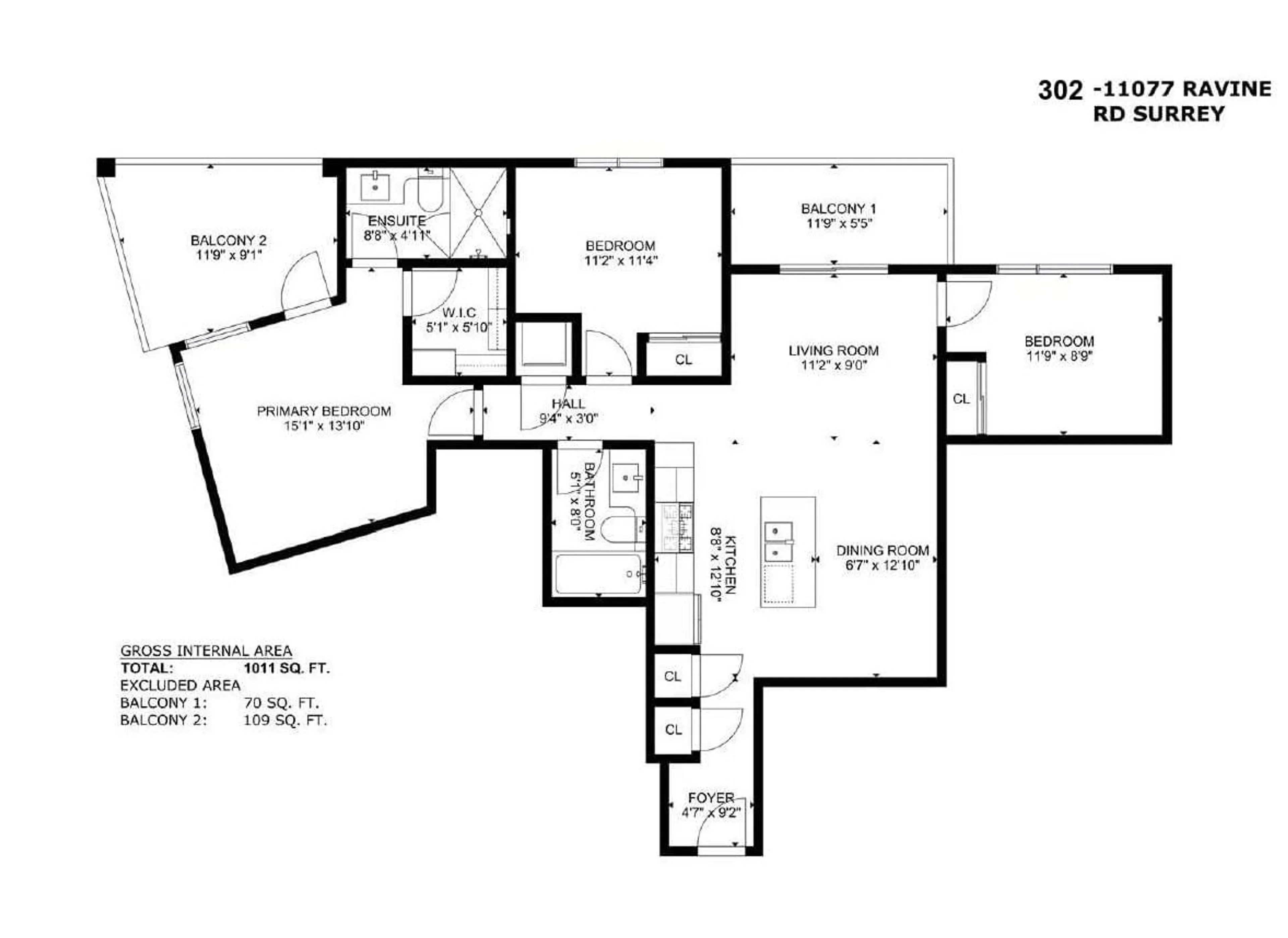 Floor plan for 302 - 11077 RAVINE, Surrey British Columbia V3T0R7