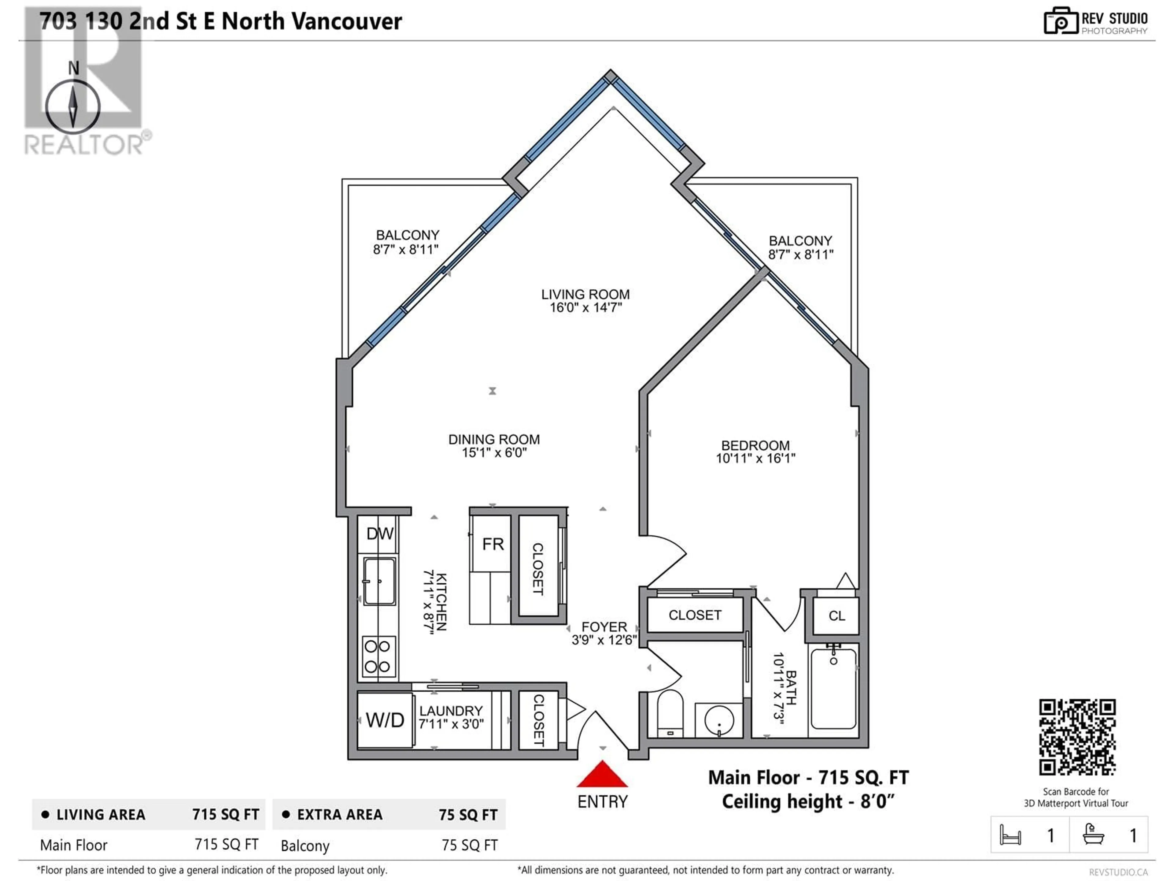 Floor plan for 703 - 130 2ND STREET, North Vancouver British Columbia V7L1C3