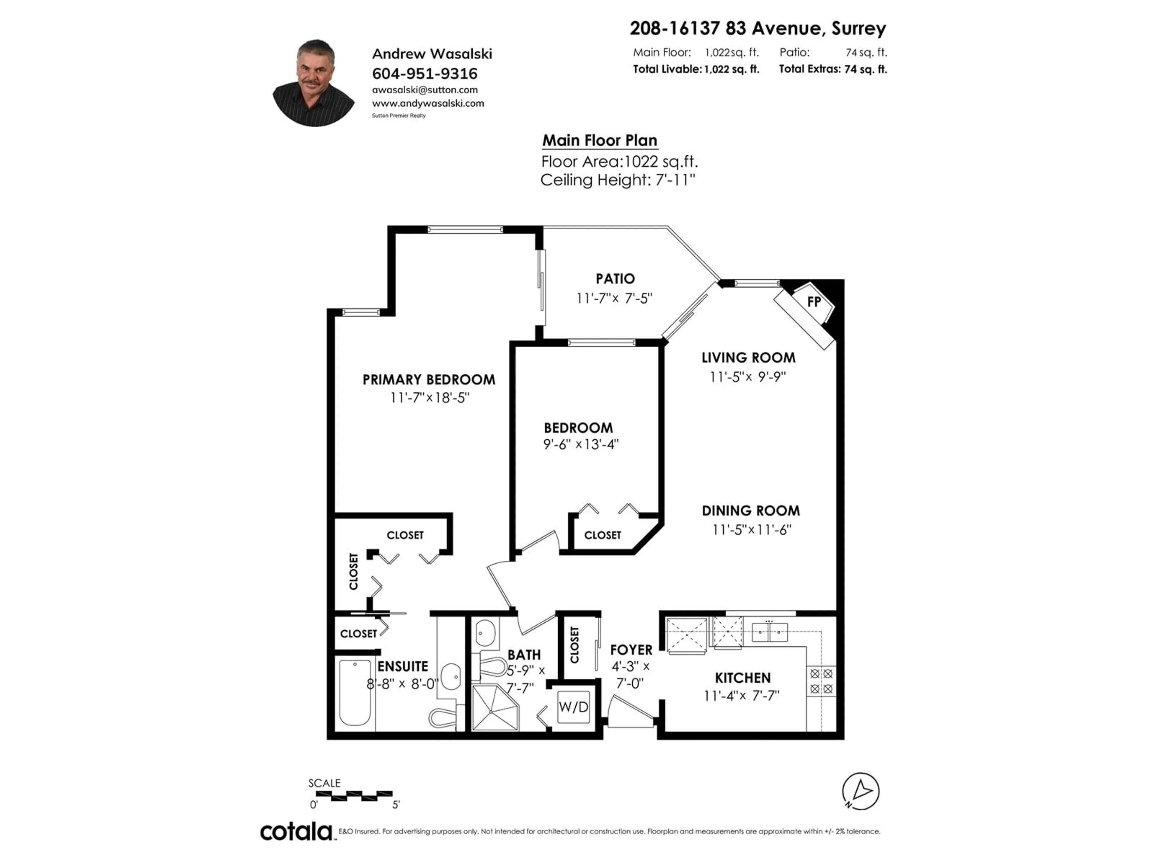 Floor plan for 208 - 16137 83, Surrey British Columbia V4N0N1