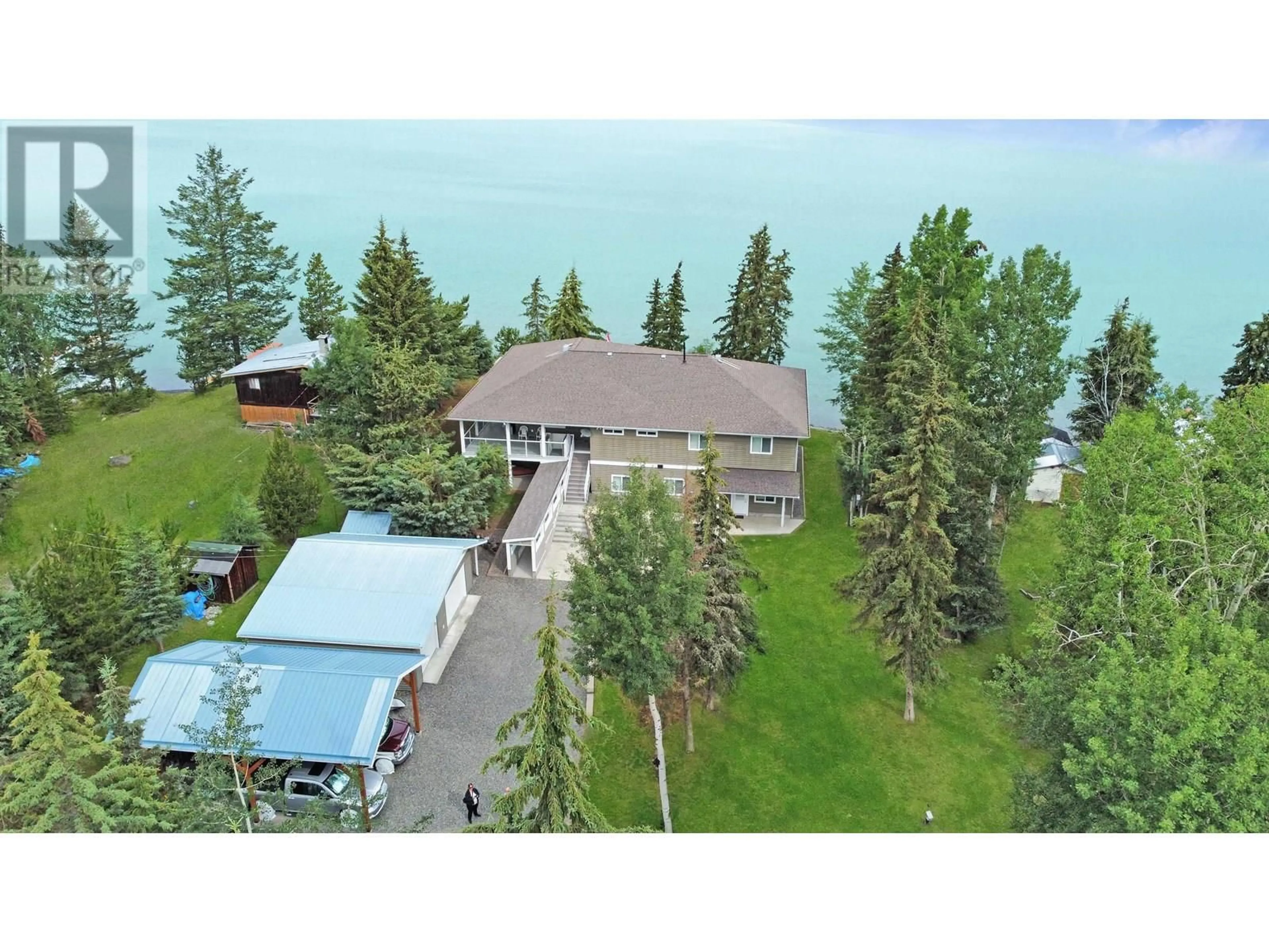A pic from outside/outdoor area/front of a property/back of a property/a pic from drone, water/lake/river/ocean view for 1371 GREEN LAKE ROAD, Green Lake British Columbia V0K2K2