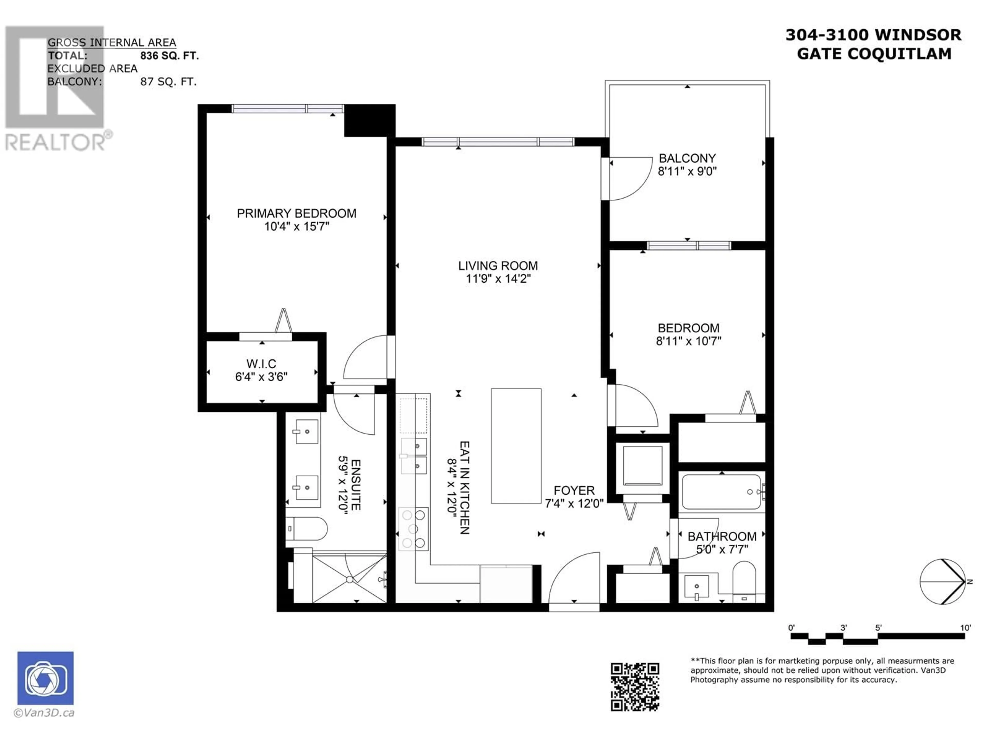Floor plan for 304 - 3100 WINDSOR GATE, Coquitlam British Columbia V3B0P3