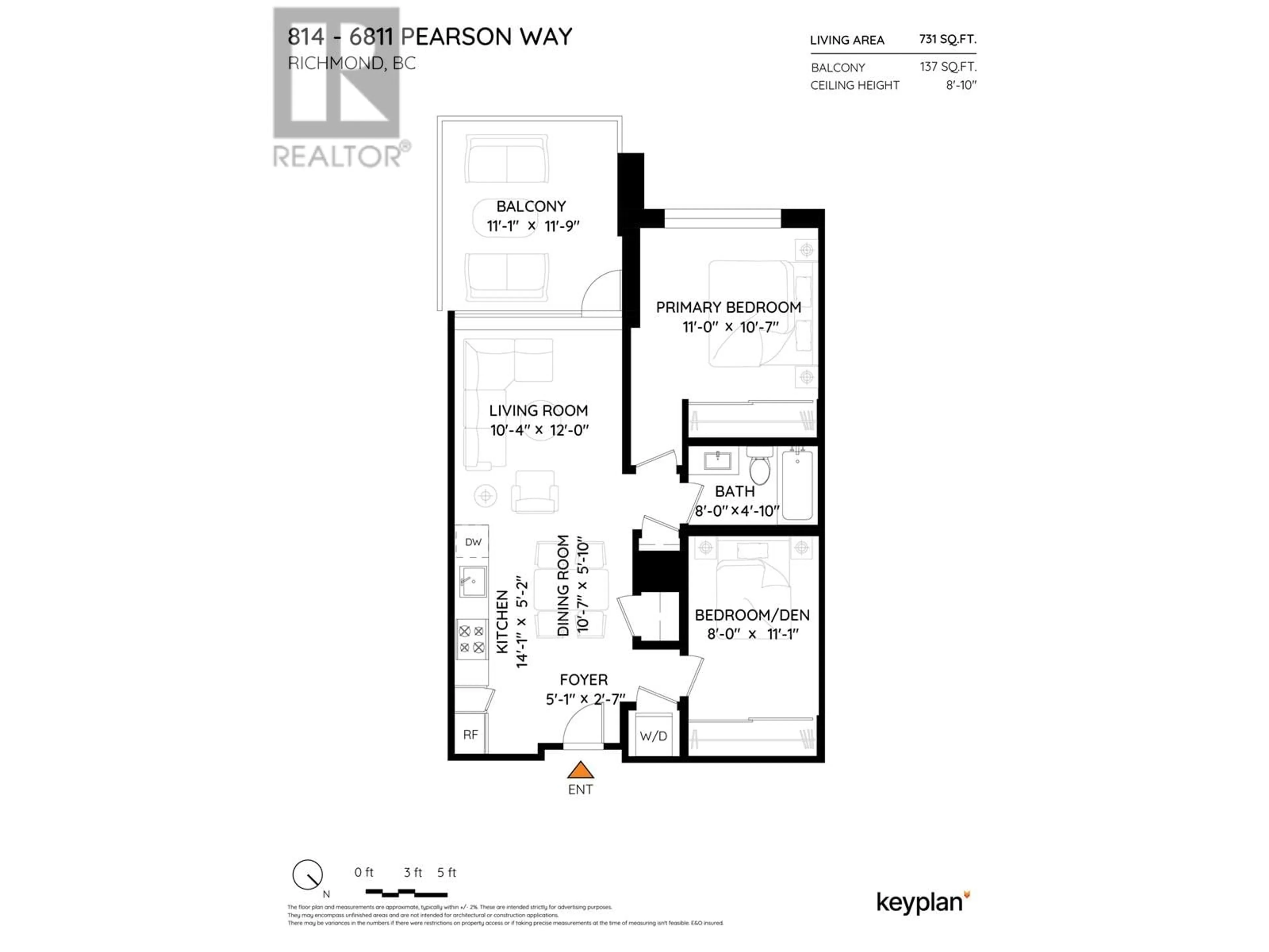 Floor plan for 814 - 6811 PEARSON WAY, Richmond British Columbia V7C0E7