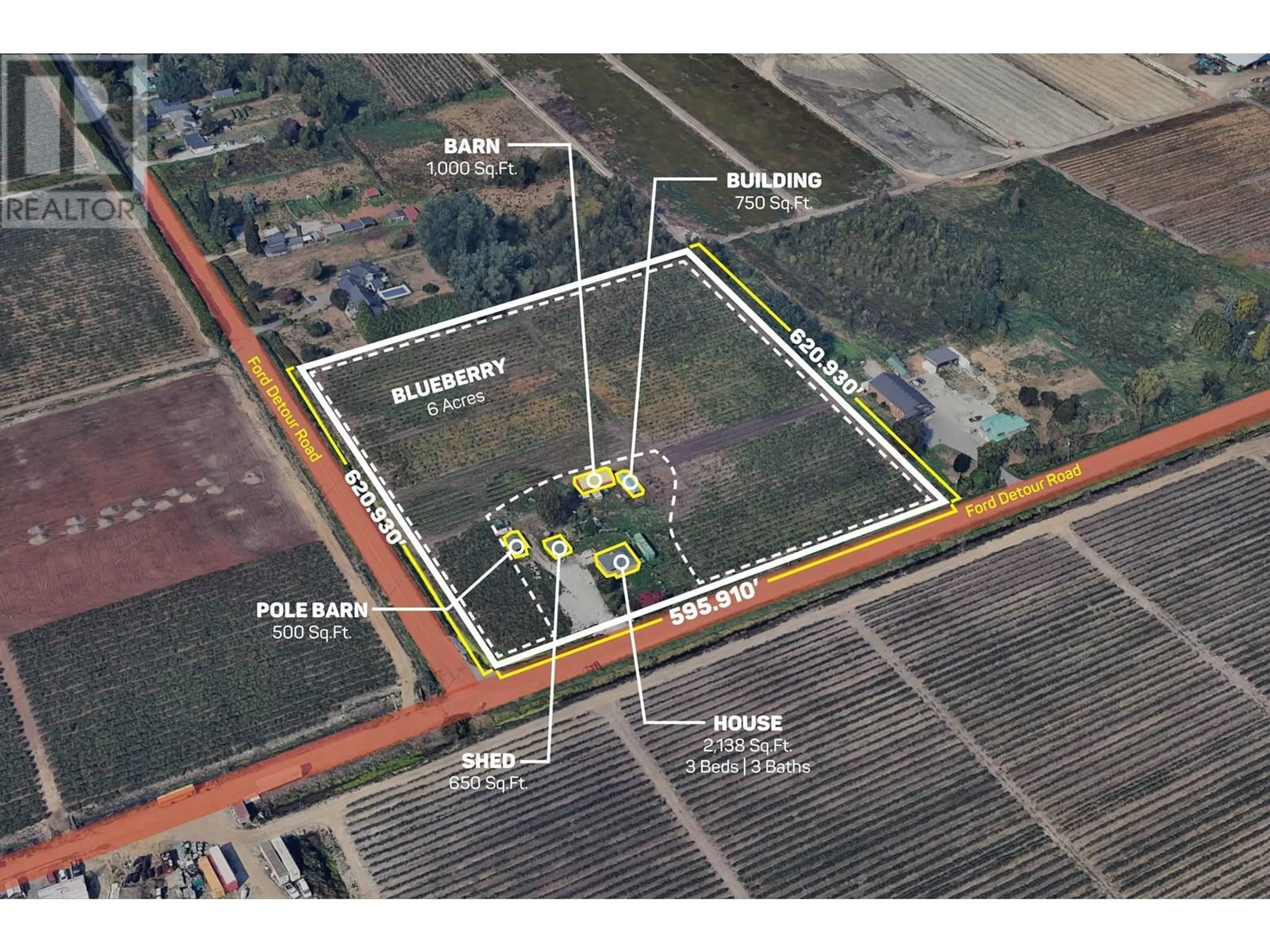 A pic from outside/outdoor area/front of a property/back of a property/a pic from drone, building for 17915 FORD DETOUR ROAD, Pitt Meadows British Columbia V3Y0A7