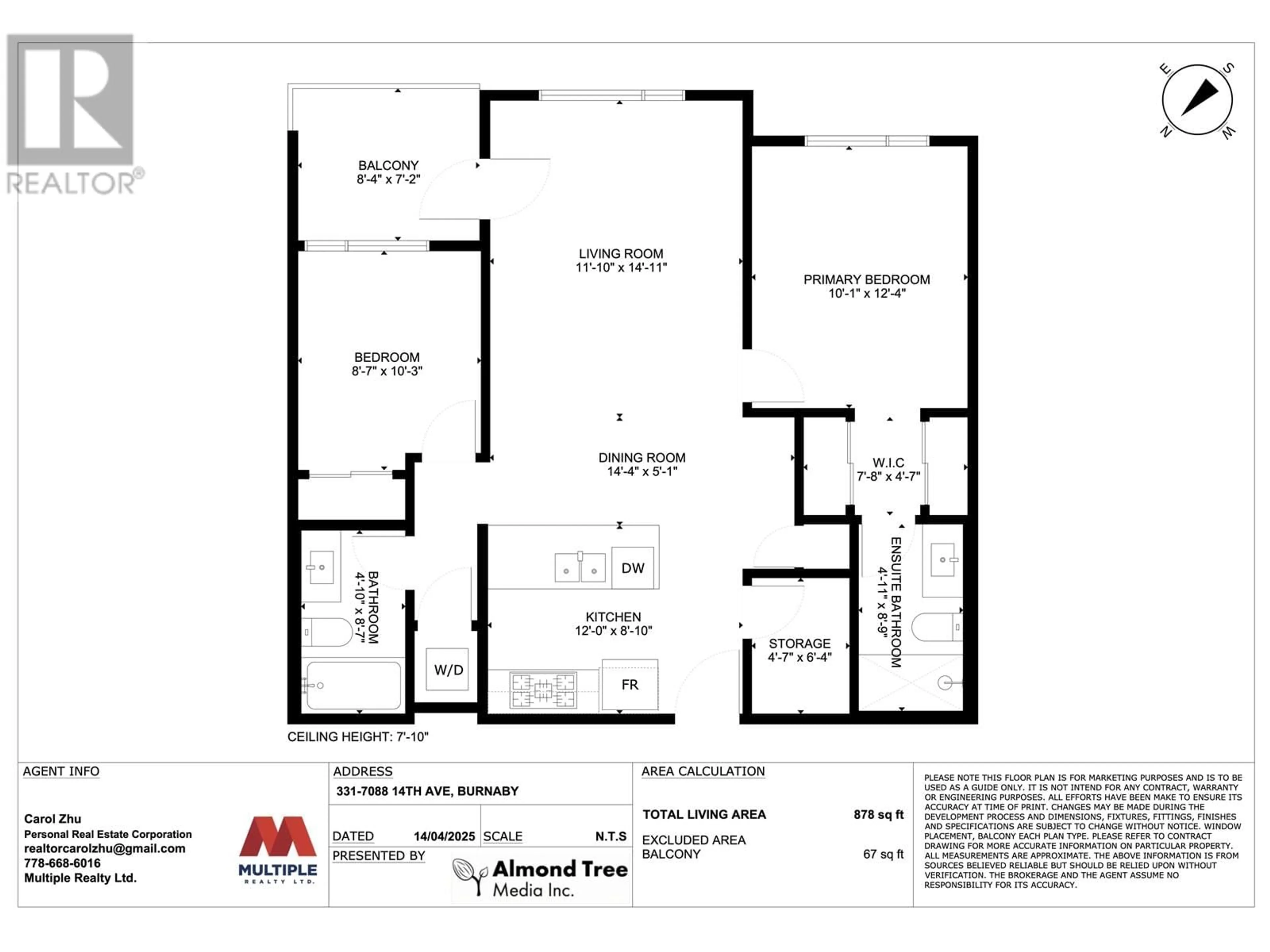 Floor plan for 331 - 7088 14TH AVENUE, Burnaby British Columbia V3N0E7