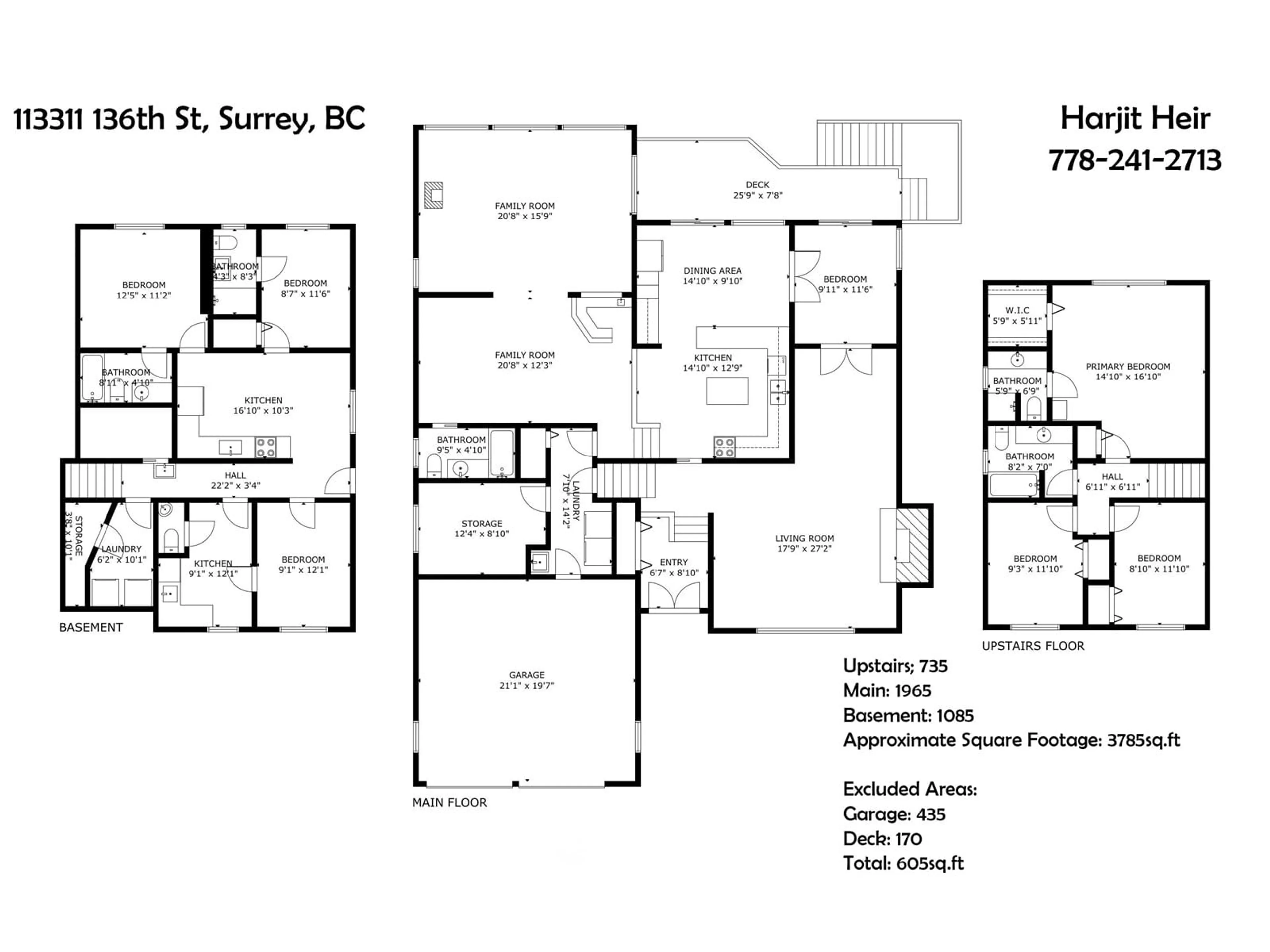 Floor plan for 11331 136, Surrey British Columbia V3R6V4