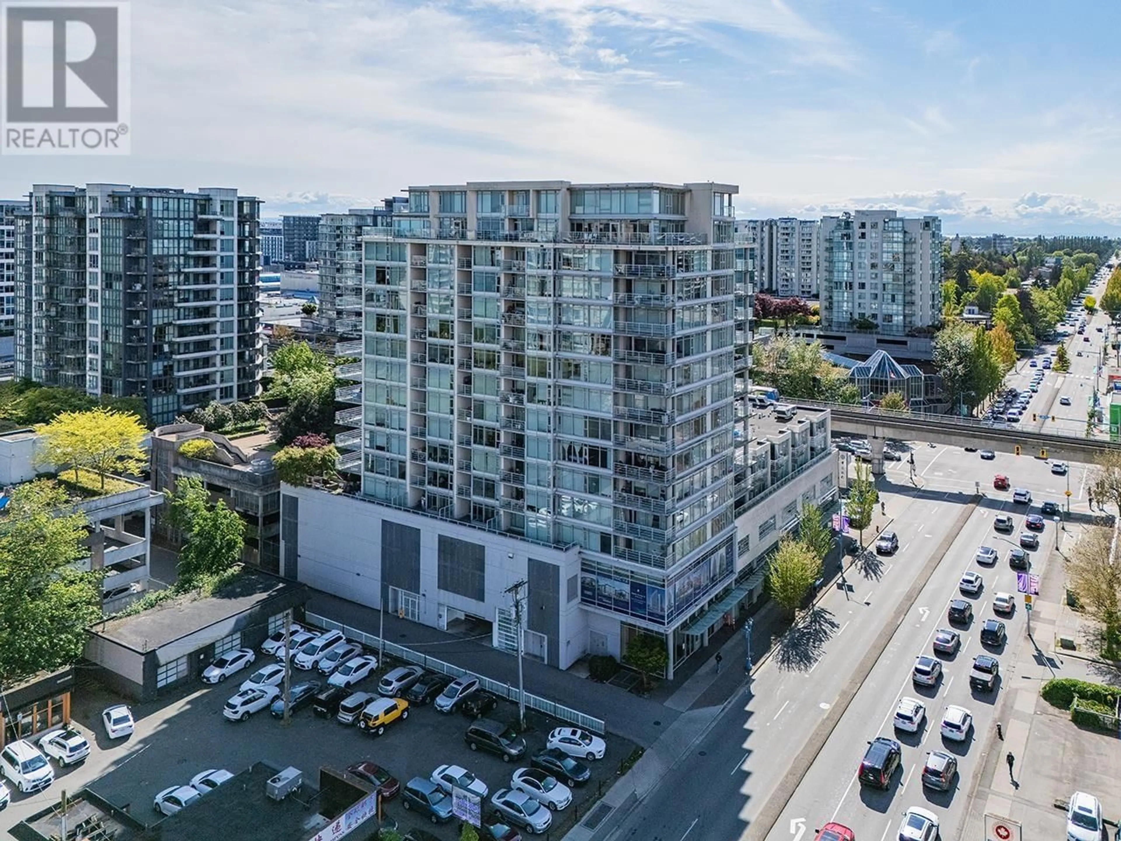 A pic from outside/outdoor area/front of a property/back of a property/a pic from drone, city buildings view from balcony for 507 - 8068 WESTMINSTER HIGHWAY, Richmond British Columbia V6X0C6